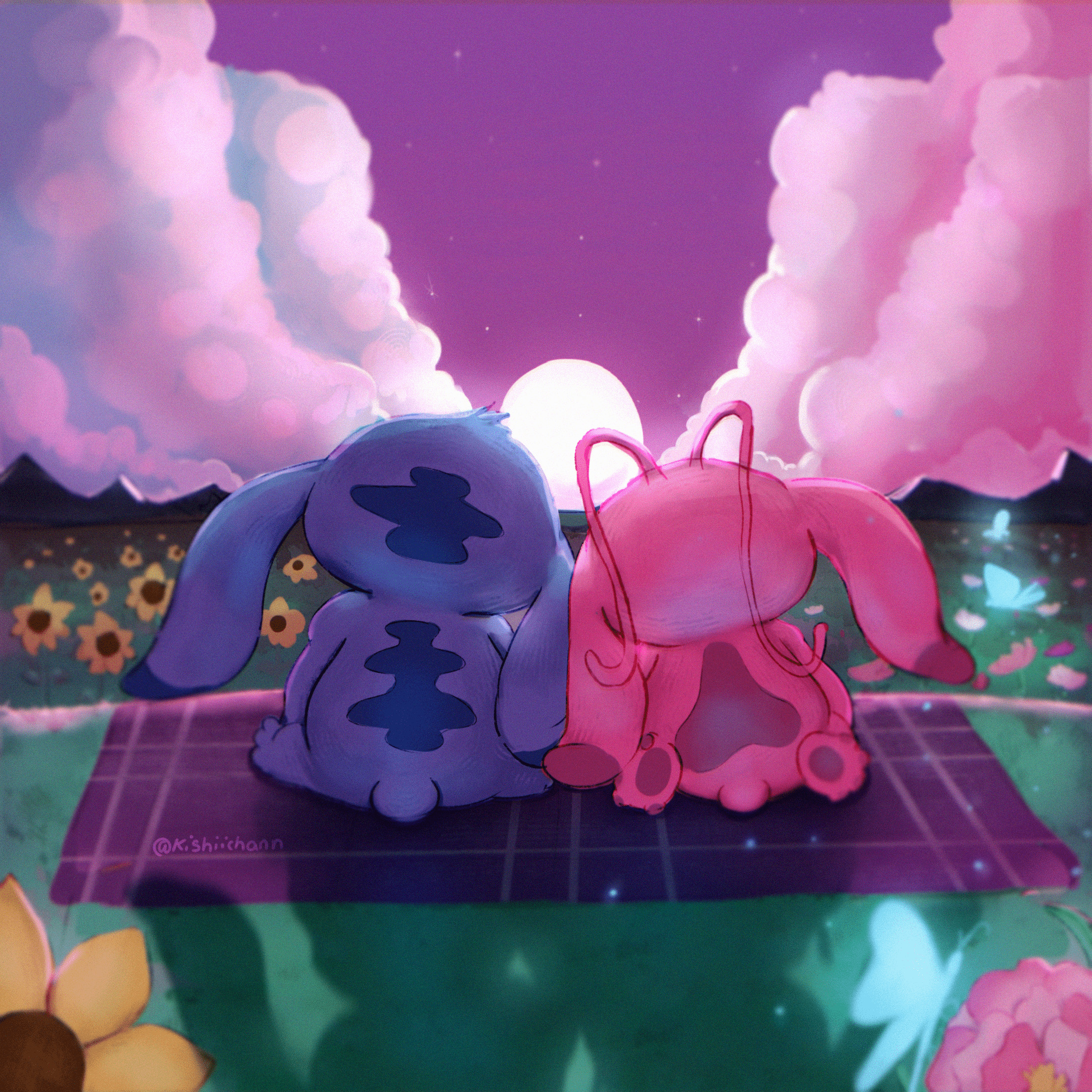 2160x2160 I made this matching angel and stitch wallpaper for someone!! (Kishiichann) What do you guys think :3