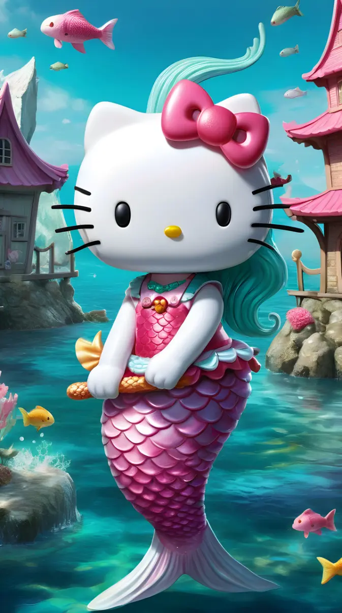 673x1206 Mermaid Hello Kitty wallpaper