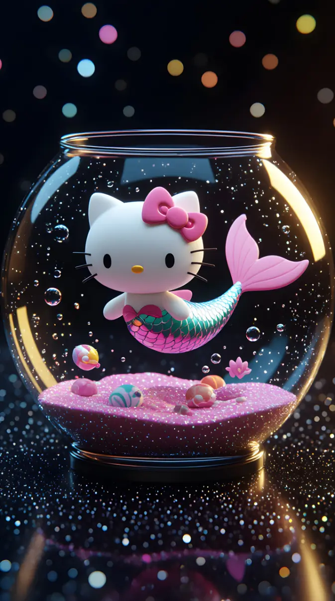 673x1206 Hello Kitty Sparkling Mermaid wallpaper