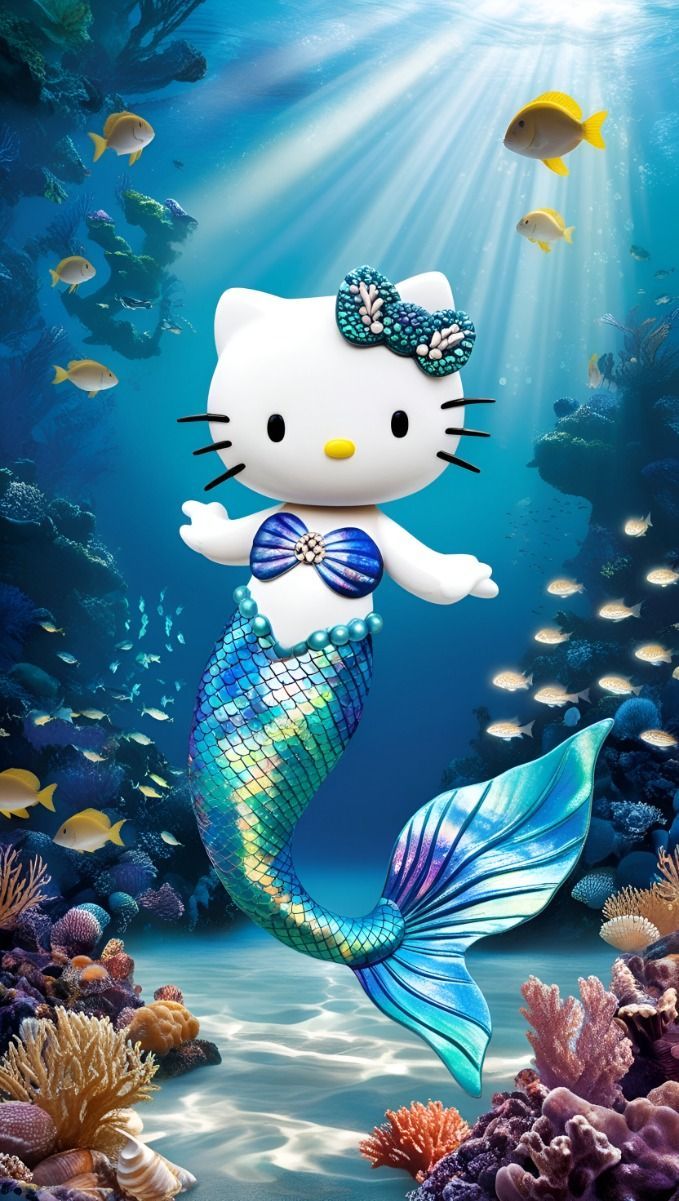 679x1201 Hello Kitty Mermaid Princess Wallpaper HD