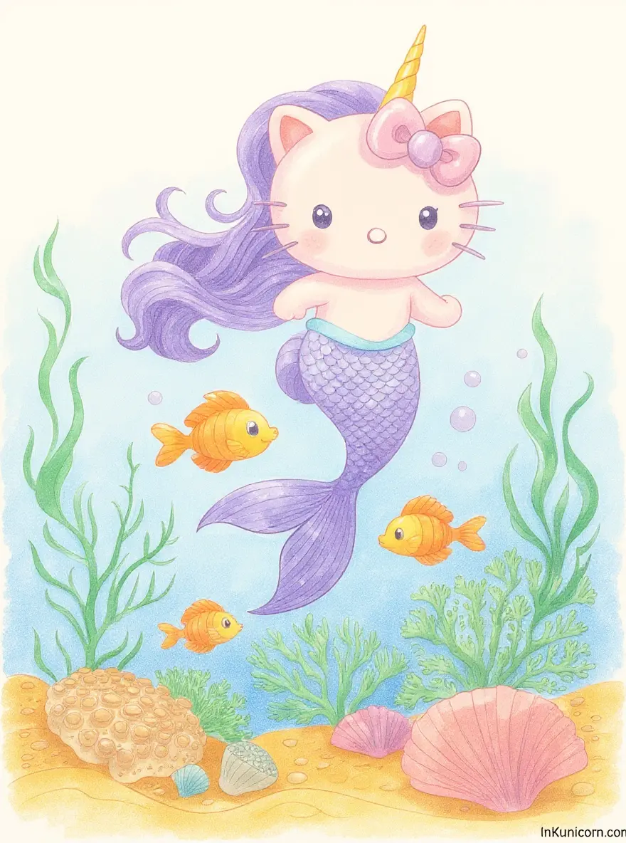 880x1184 Hello Kitty Unicorn (Free PDF Printables)