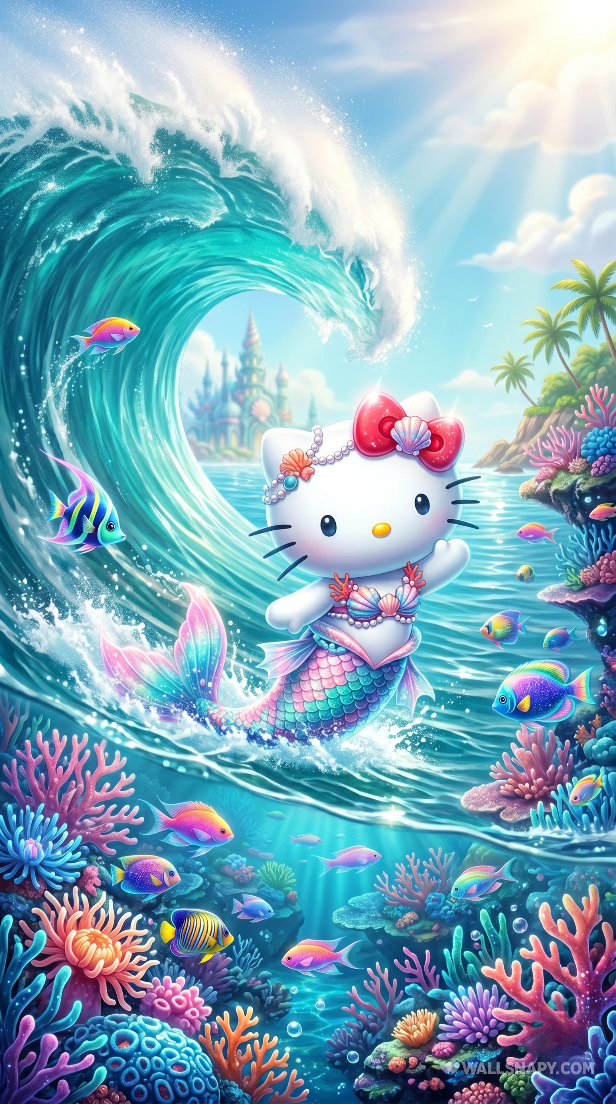 2160x3870 Hello kitty mermaid fantasy 4k iphone mobile wallpaper