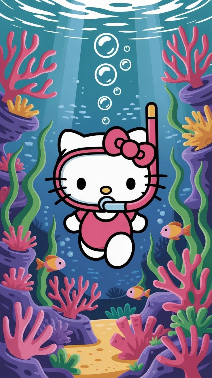 736x1312 Cute Hello Kitty Tropical Wallpaper for Your Phone