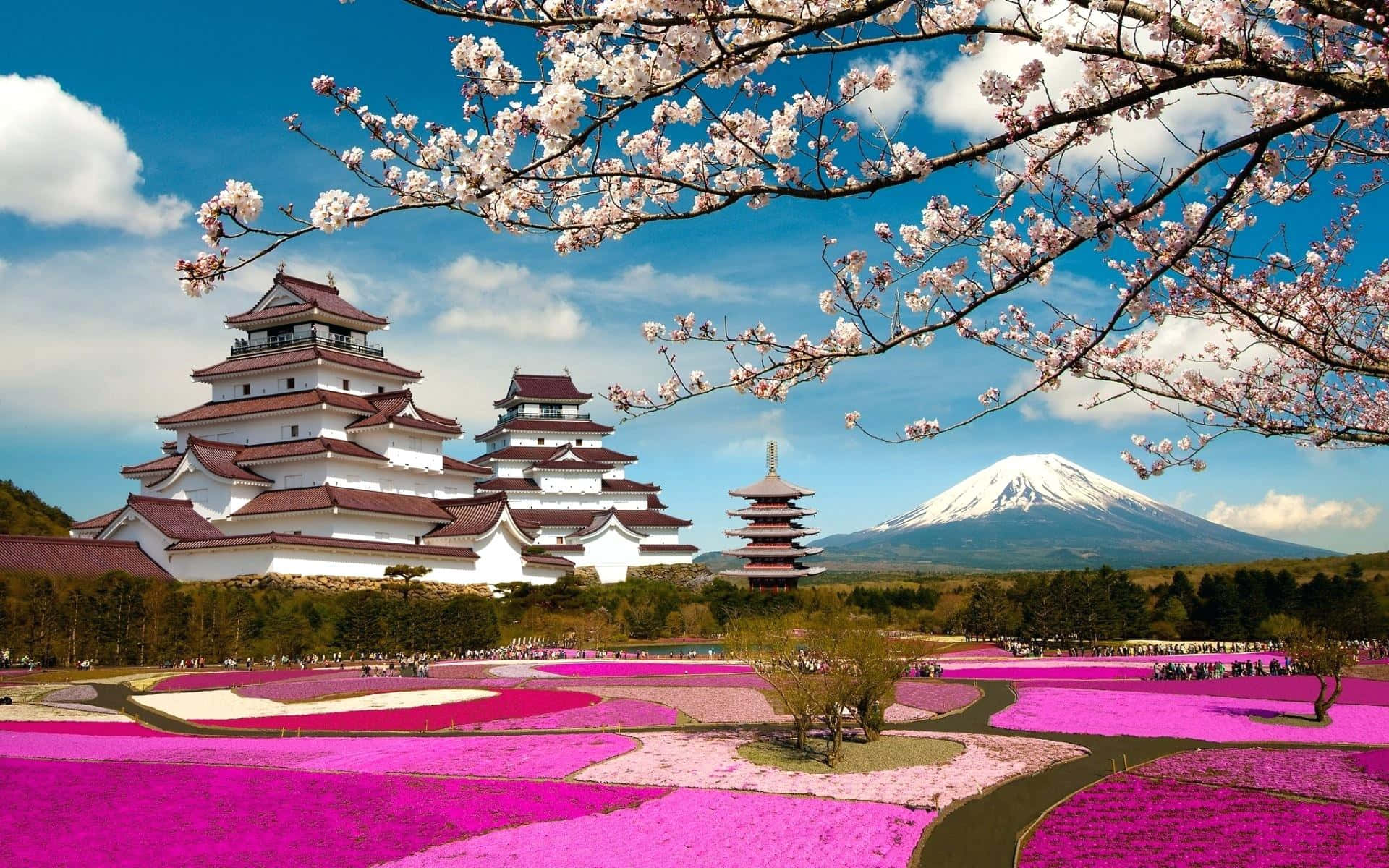 1920x1200 Download Fog shrouded temples across a rocky landscape in Japan Wallpaper