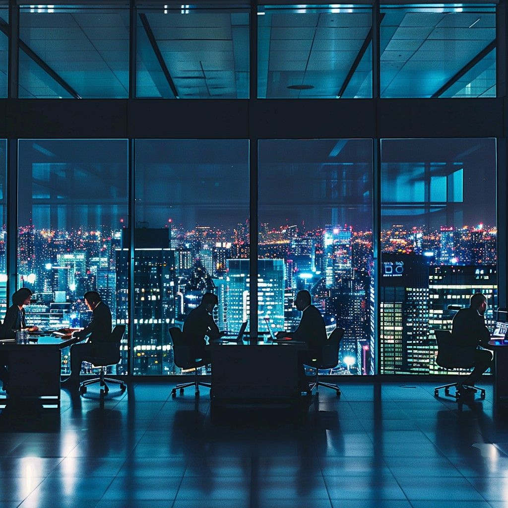 1024x1024 Download Office Night View Image, Night, Cityscape