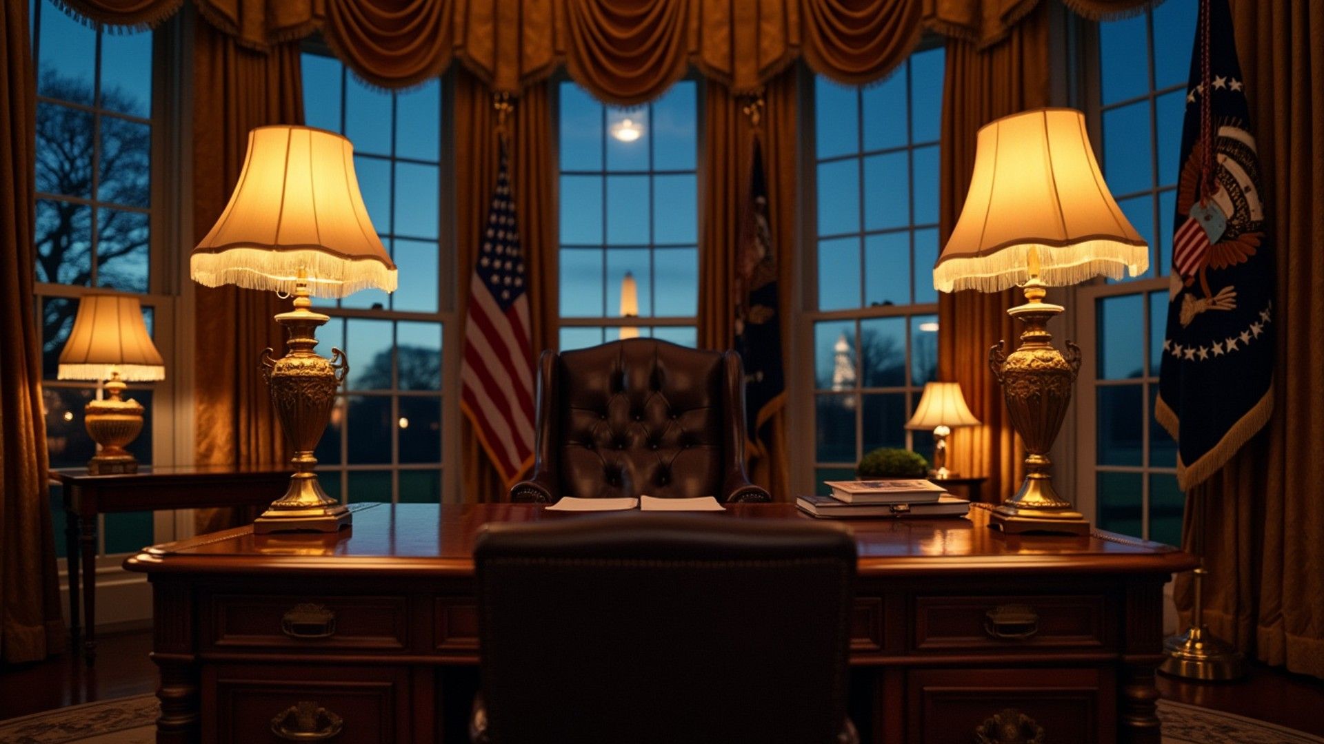 1920x1080 Oval Office at Night. FREE Premium Microsoft Teams Background
