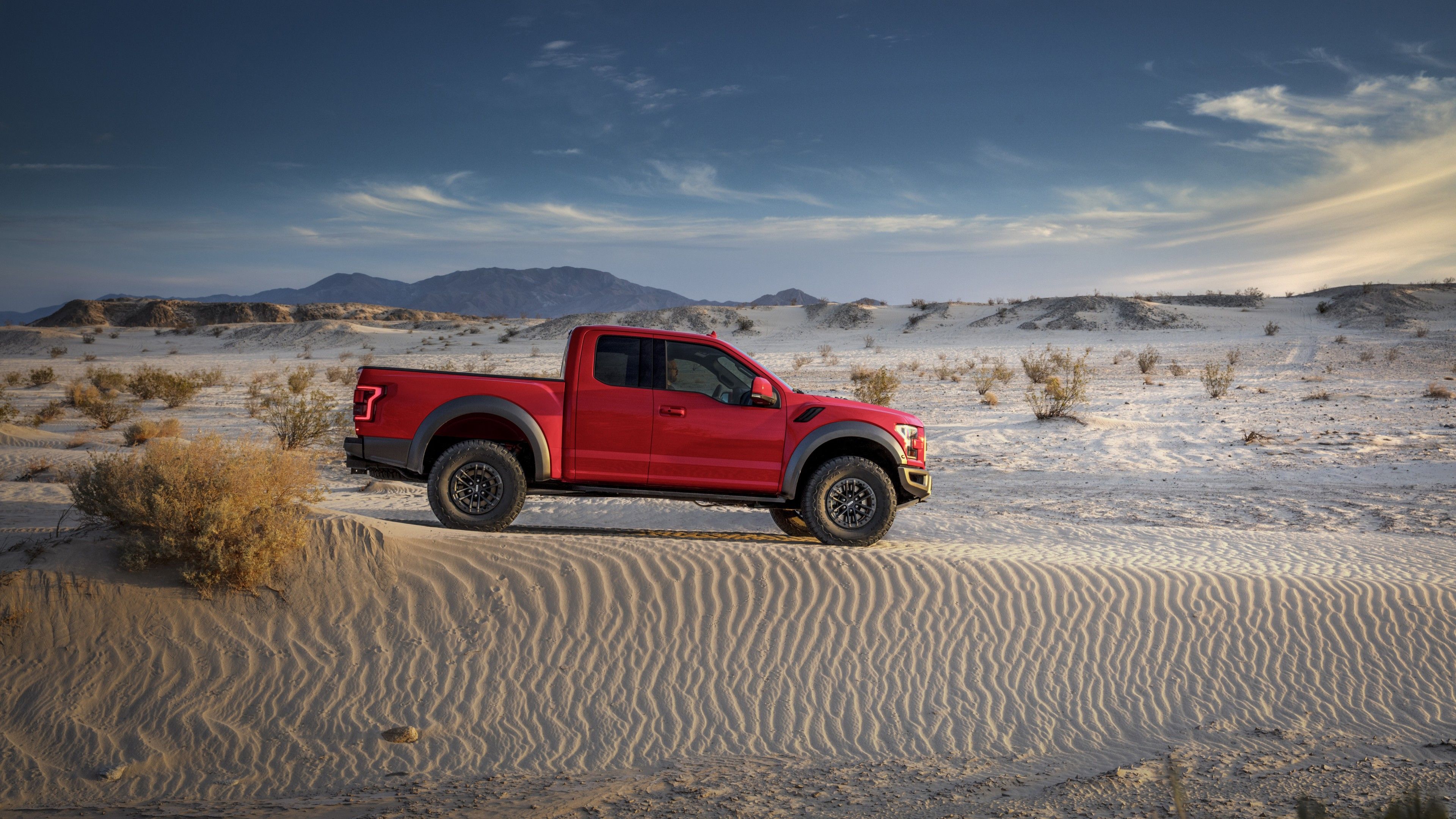 3840x2160 Red Ford F 150 Raptor Pickup Car On Desert Landscape 4K 8K HD Ford Raptor Wallpaper