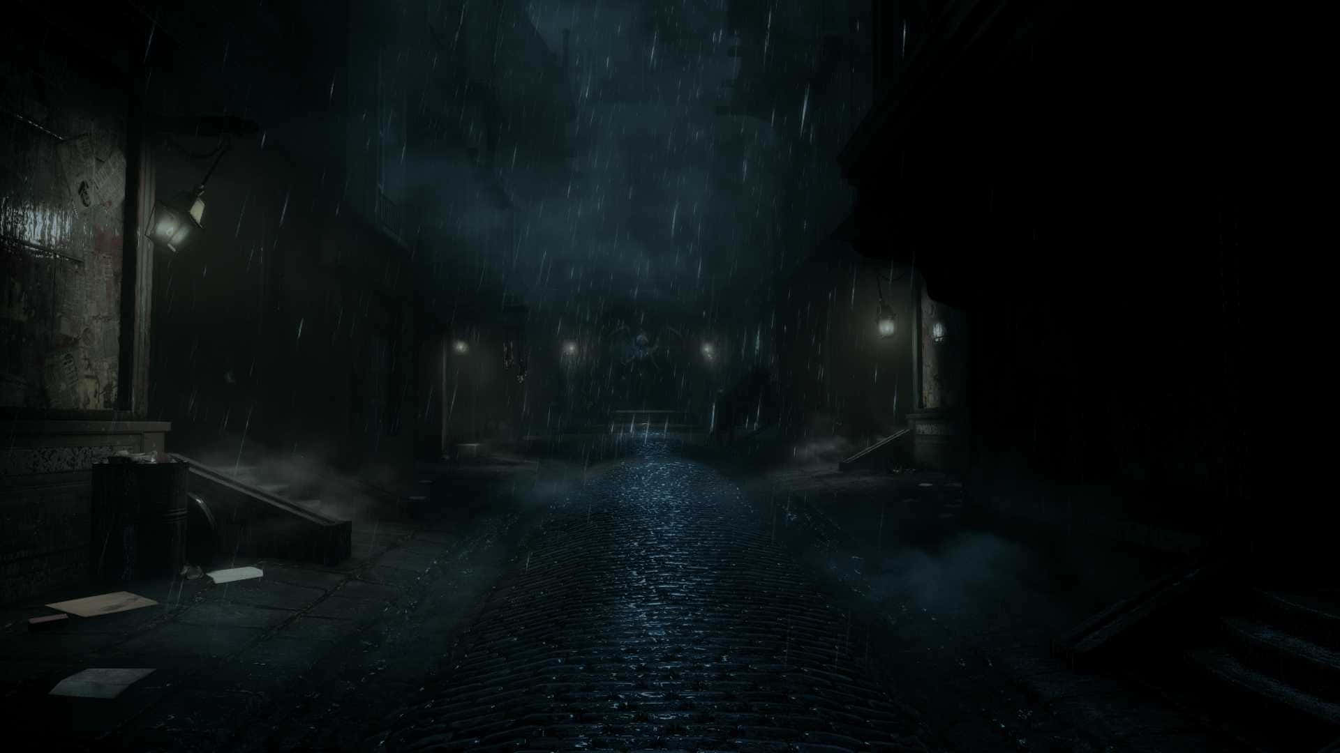 1920x1080 Download a dark street with a lot of people and a lot of rain Background