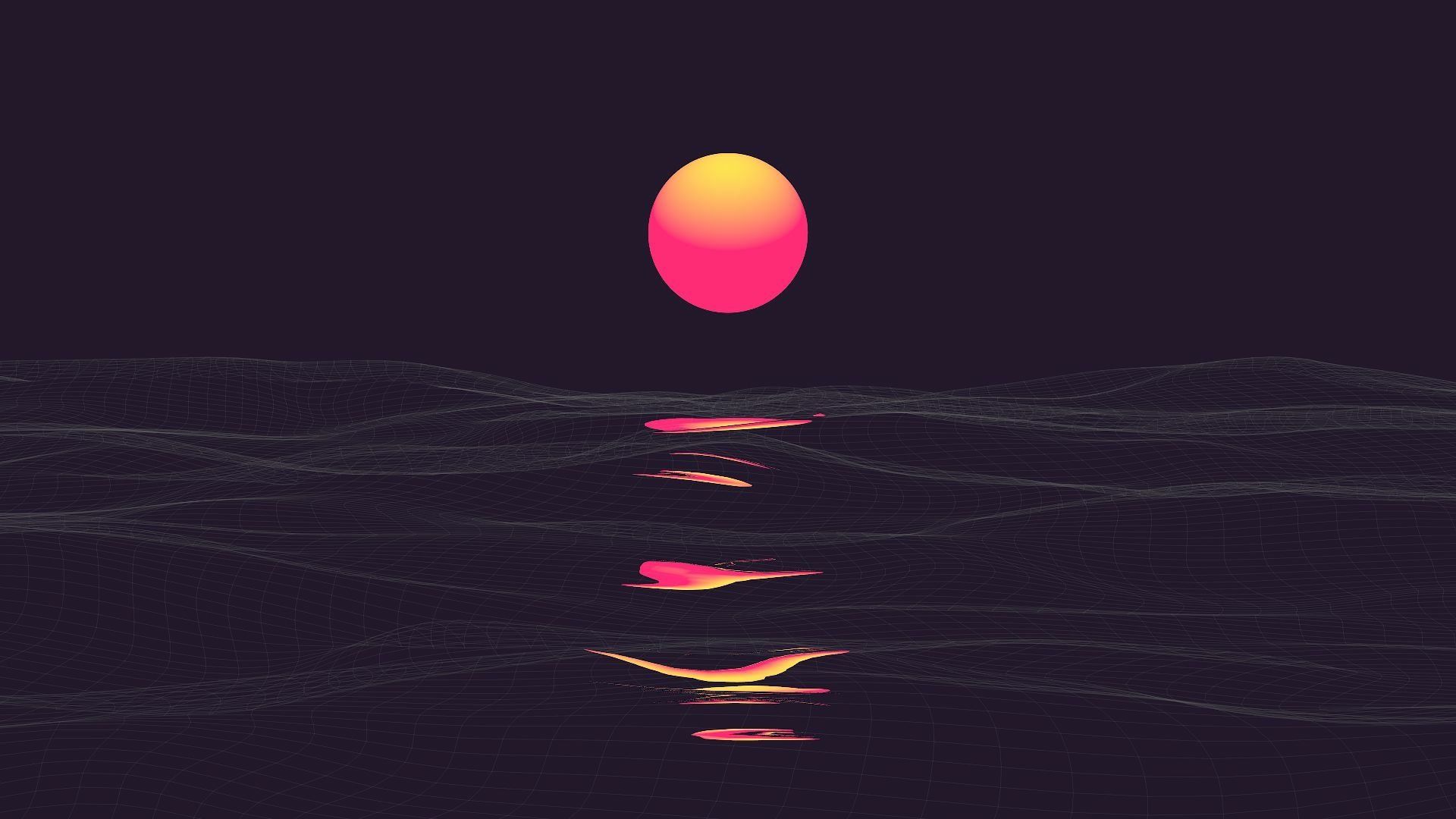 1920x1080 Outrun Neon Sunset; Retro Wave Horizon; Synthwave Sea; Neon Tide HD; Sunfall Overdrivex1080