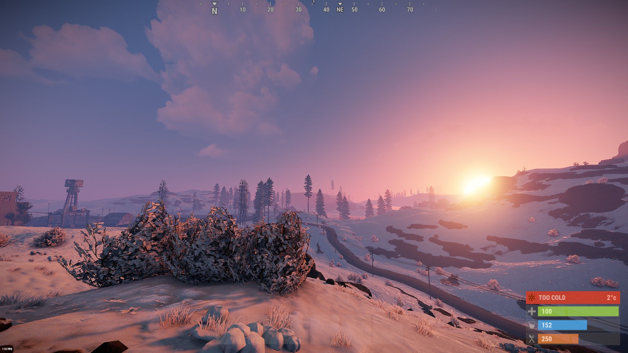 2560x1440 Rust winter sunrise over Train Yard