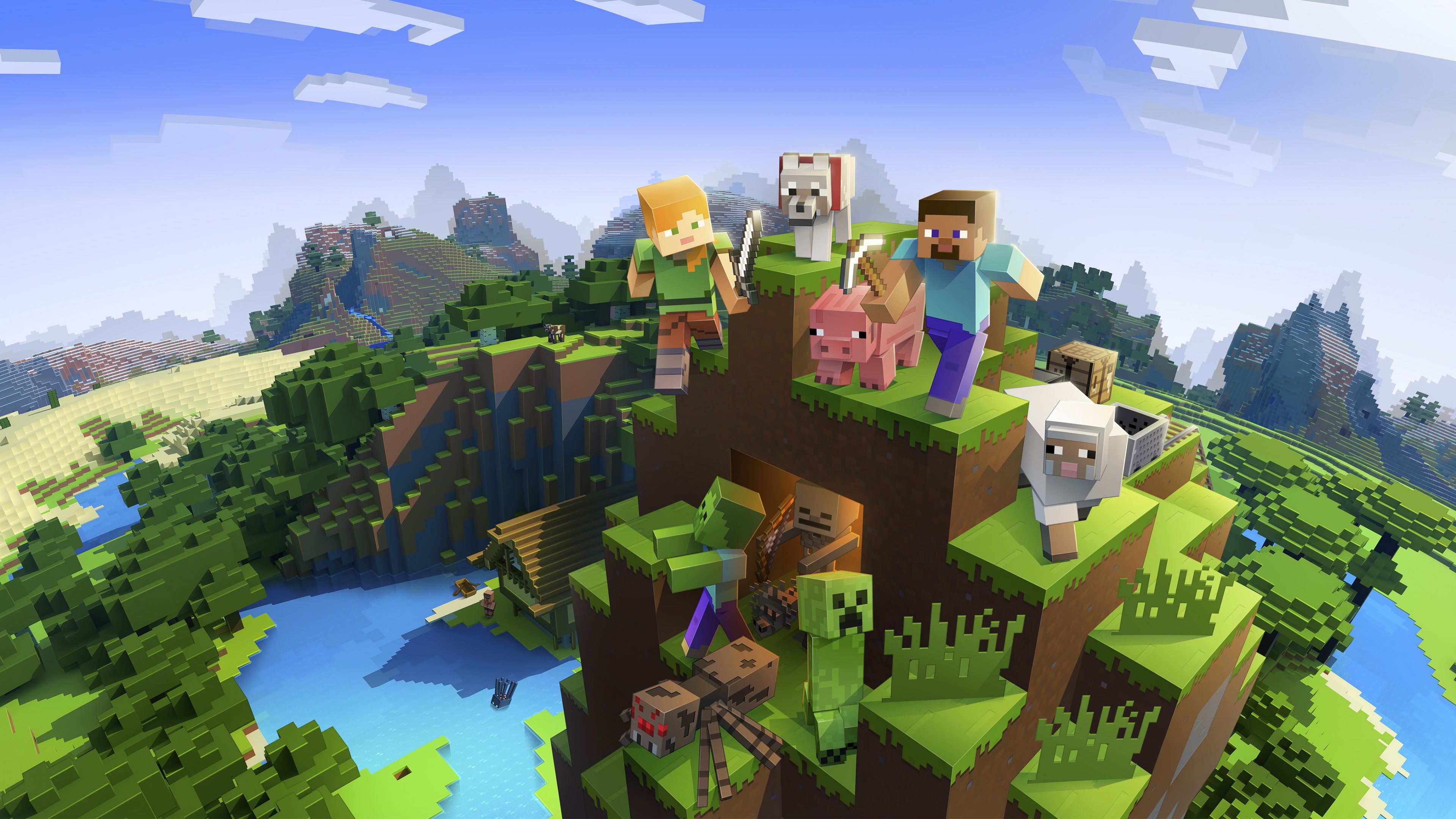 3840x2160 Minecraft Wallpaper 4K, Video Game, Pixel art, Alex