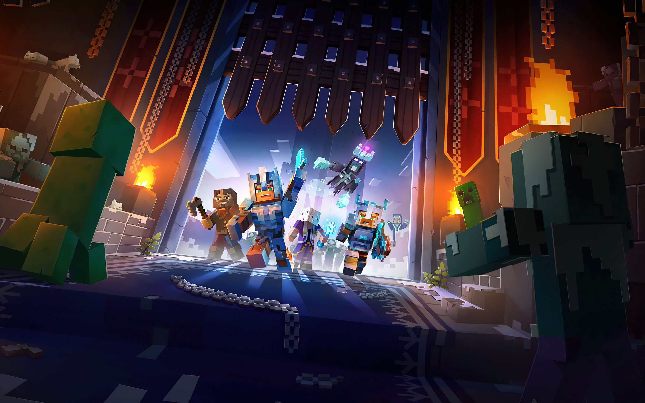 2560x1600 minecraft dungeons creeping winter 5k Mac Wallpaper Download