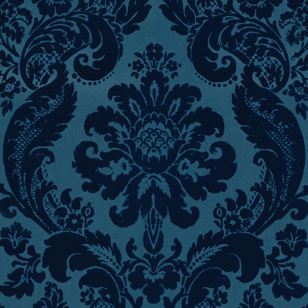 1024x1024 2763 87310 Shadow Blue Flocked Damask Wallpaper