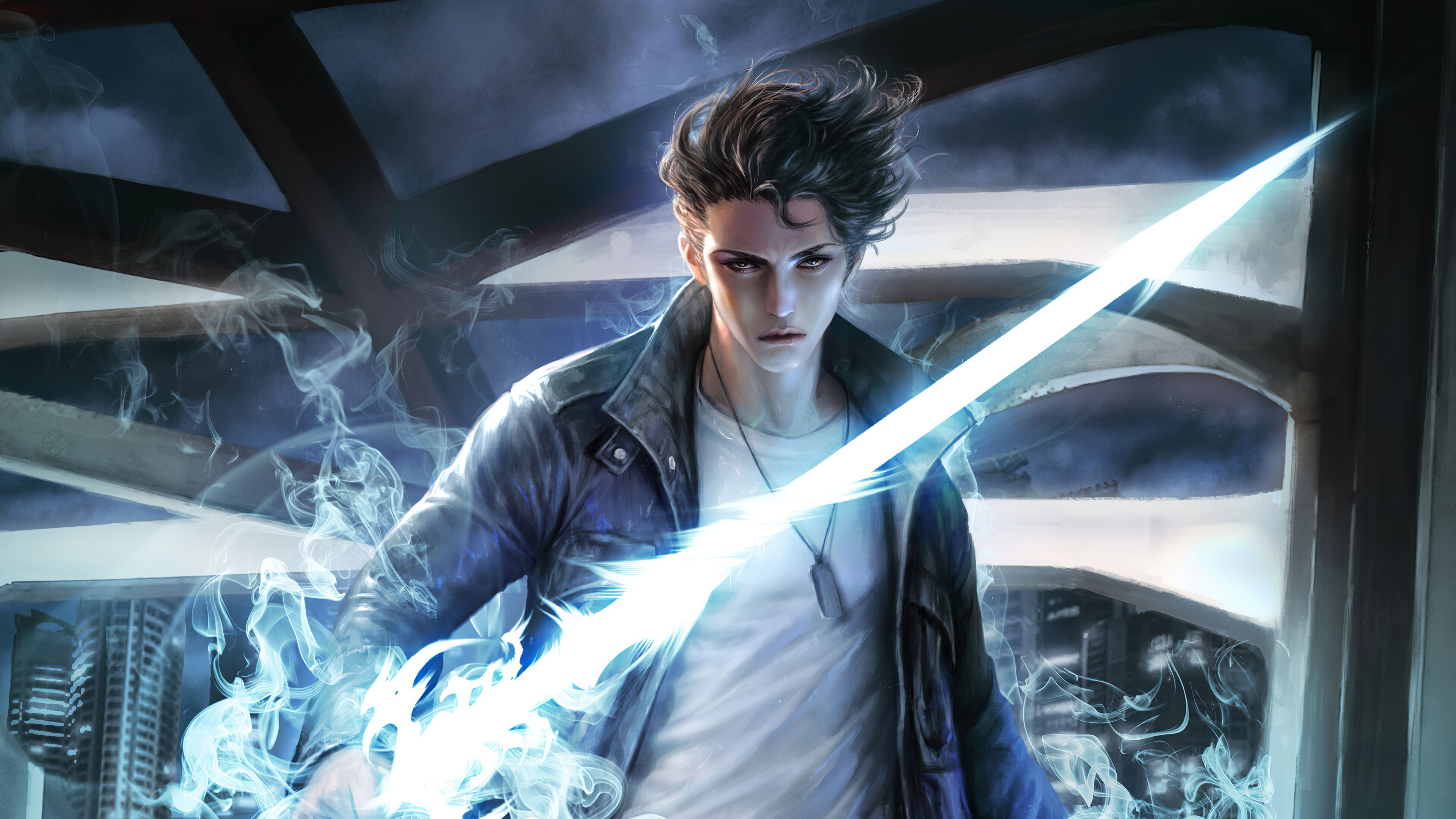 3840x2160 Asian Guy With Lighting Sword Wallpaper, HD Artist Wallpaper, 4k Wallpaper, Image, Background, Photos and Picture