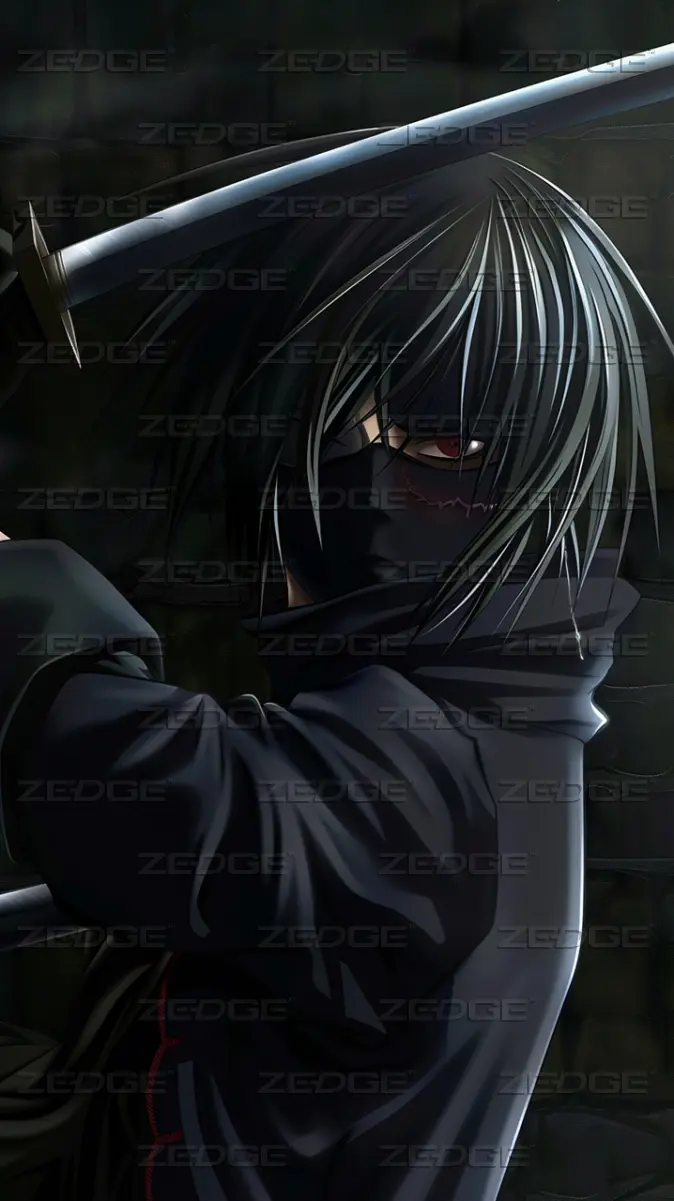 674x1201 Anime man in sword with face mask wallpaper