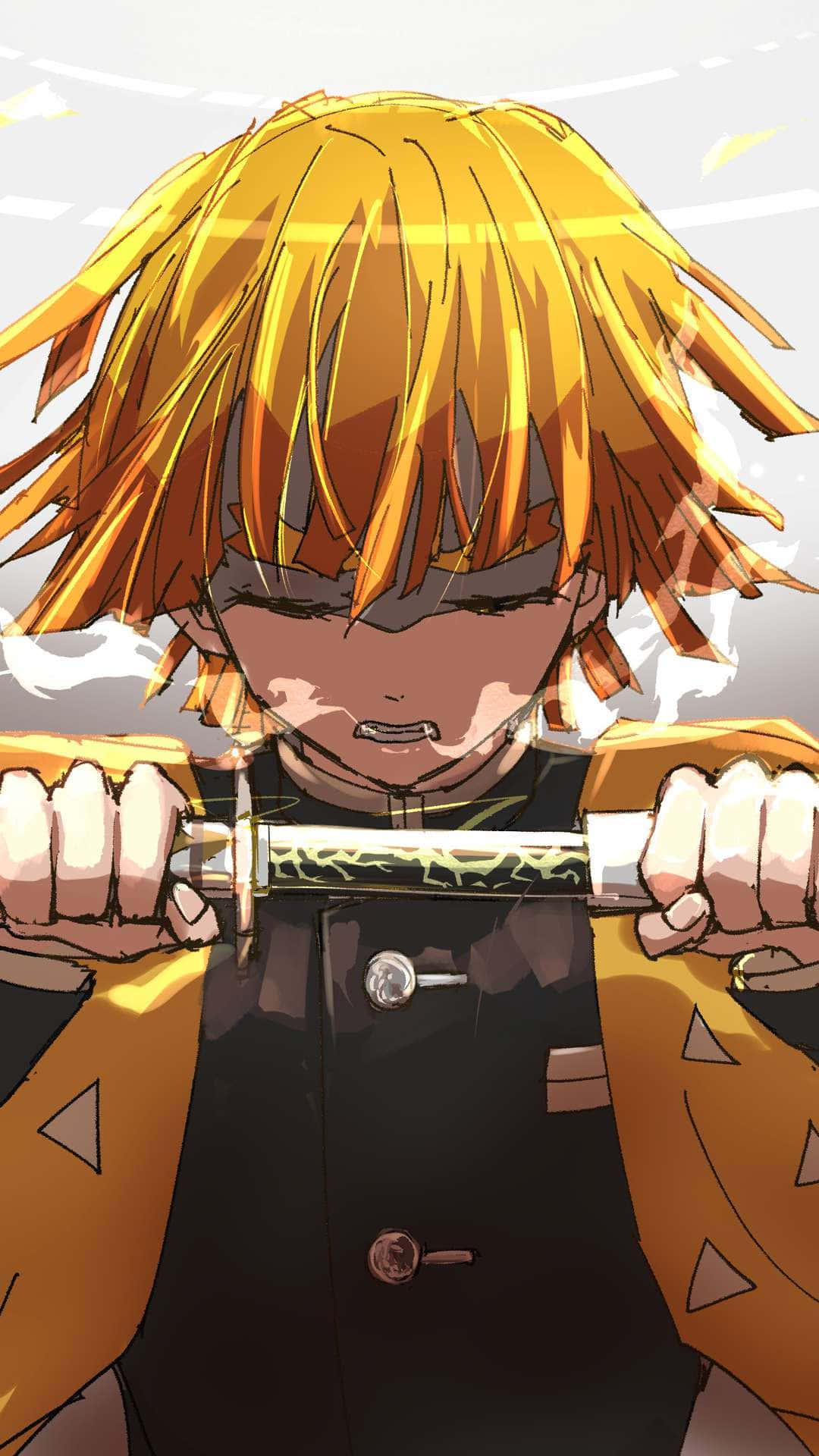 1080x1920 Download a boy with yellow hair holding a sword Wallpaper
