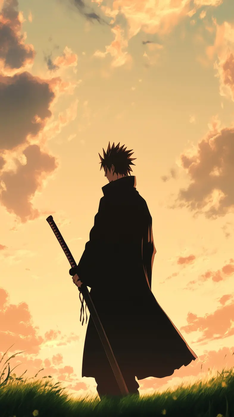 786x1397 Warrior Guy Katana Anime Mobile Wallpaper HD 4K