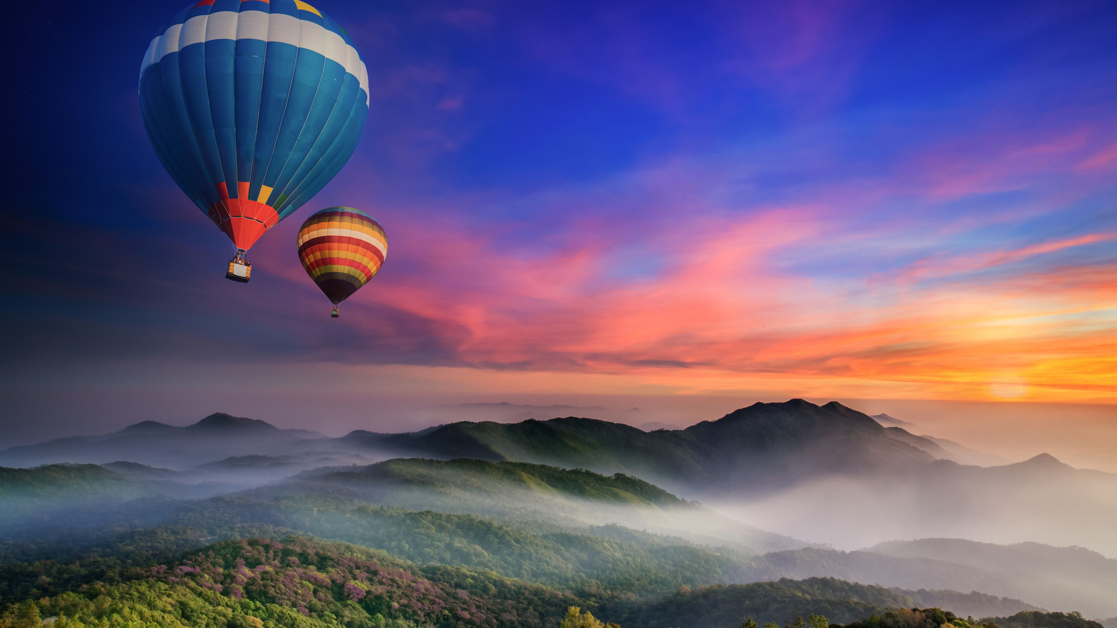 3840x2160 Hot air balloons Wallpaper 4K, Doi Inthanon National Park