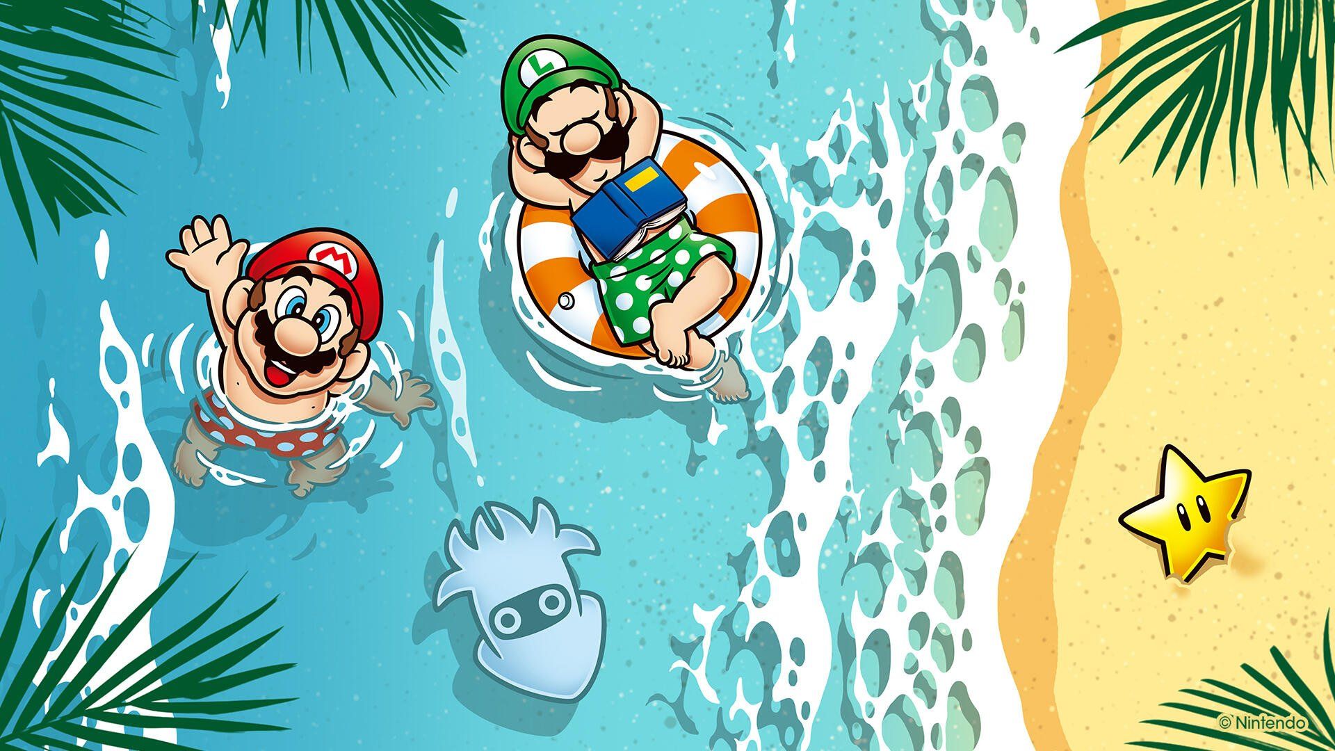 1920x1080 Super Mario: Beach Splash HD Wallpaperx1080