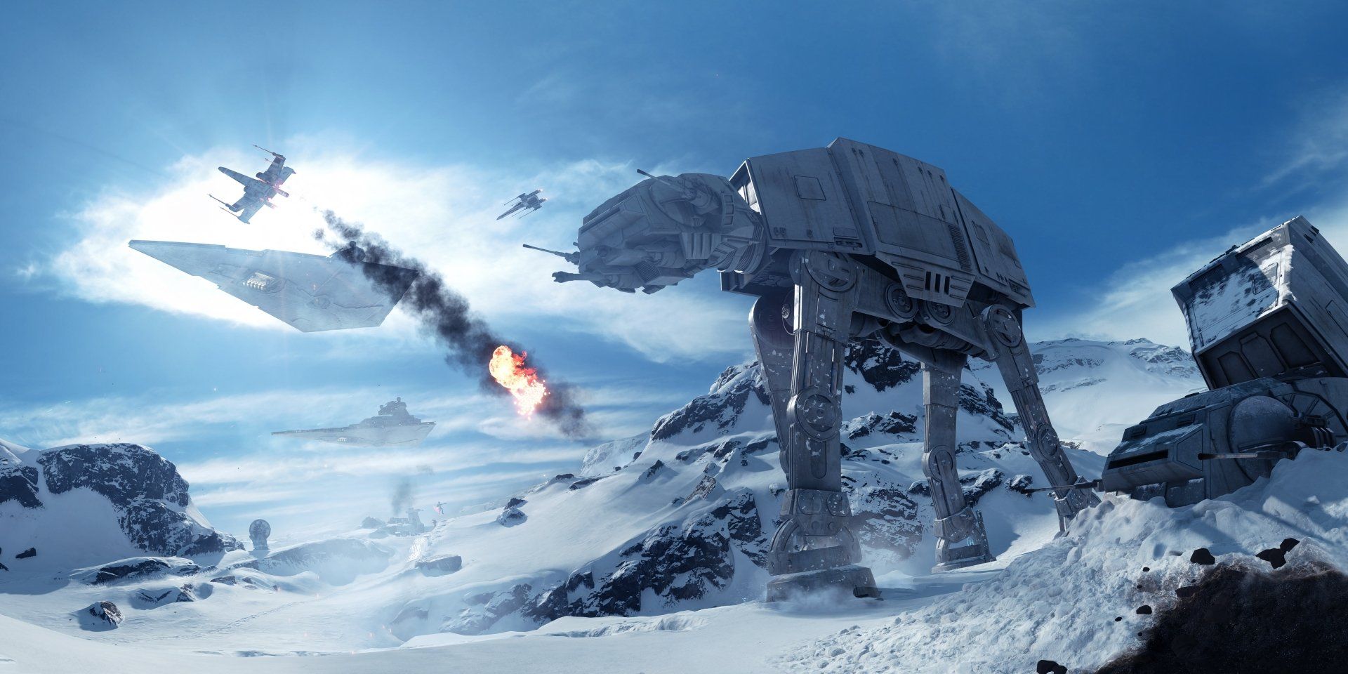 1920x960 Epic Star Wars Battlefront 2015: X Wing & AT AT Clash 4K Ultra HD Wallpaperx3200