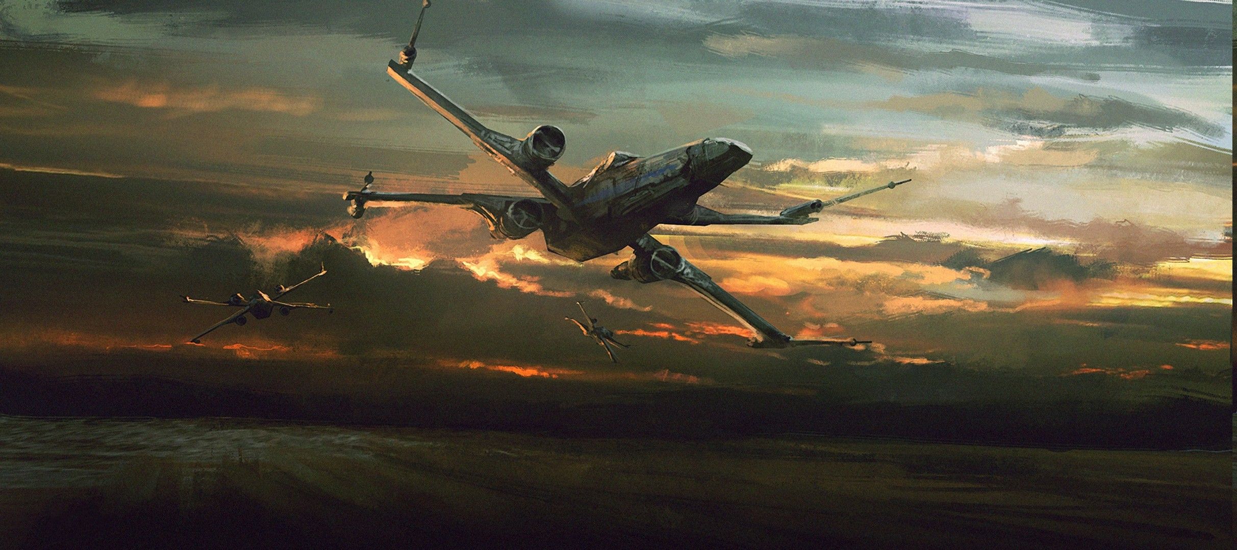 2425x1080 science Fiction, Star Wars, Artwork, X wing Wallpaper HD / Desktop and Mobile Background