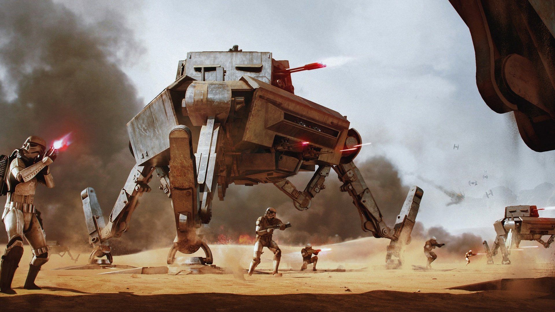 1920x1080 Star Wars Battle HD Wallpaper: Stormtrooper & AT AP Sci Fi Scene By Wojtek Fusx1080