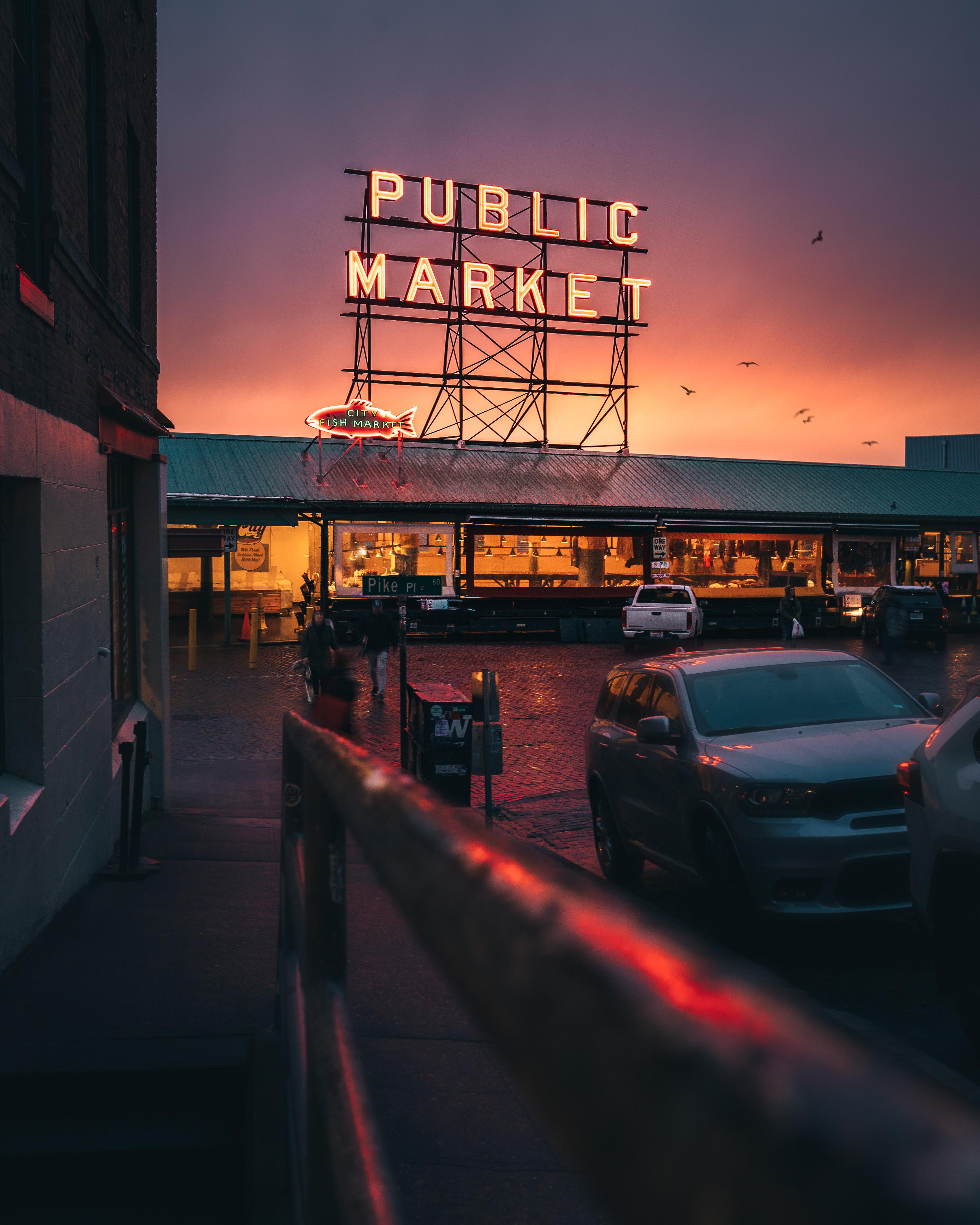 3931x4914 Sunset at Pike Place Market