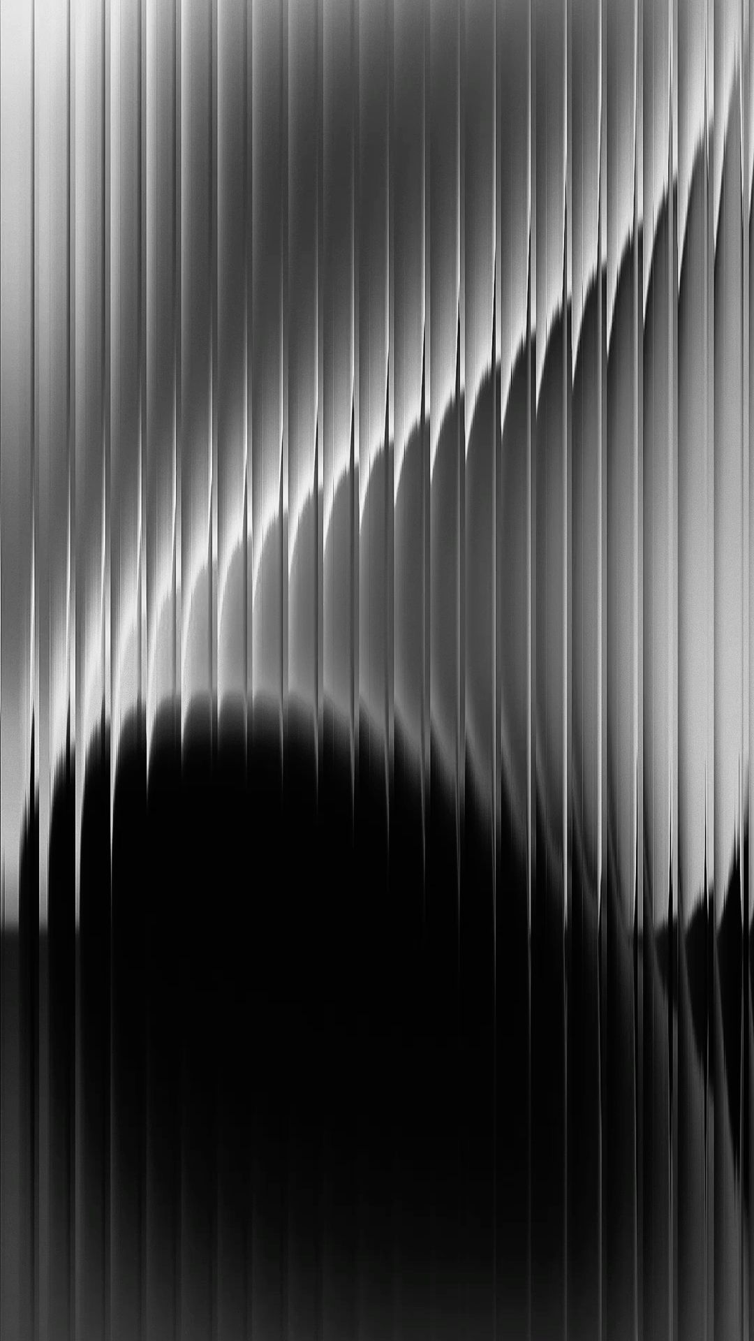 1080x1920 FLUTED GLASS TEXTURE ideas. black chrome wallpaper, abstract white ribbons on black background, xiaomi wallpaper