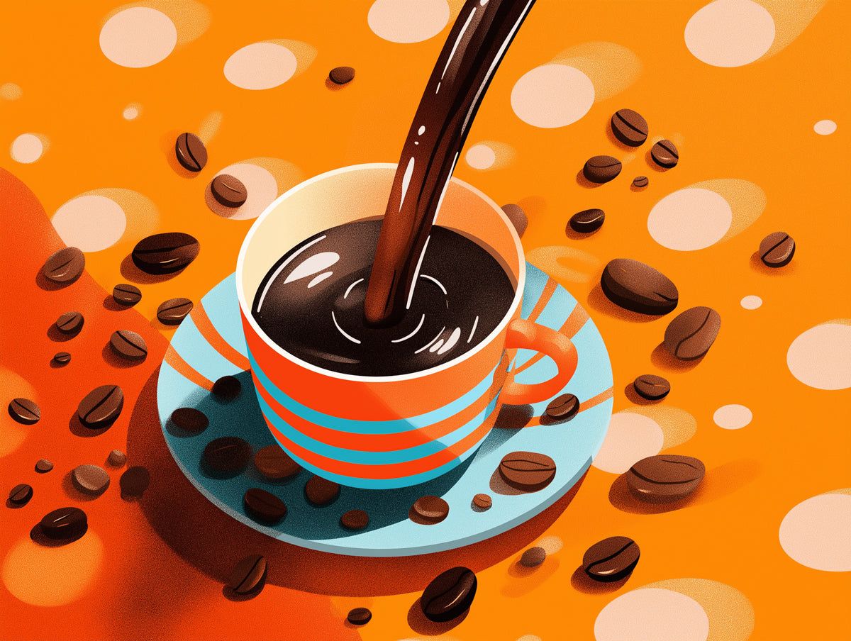 1200x904 Coffee Pour Pop Art Mural Wallpaper. Vibrant Coffee Scene