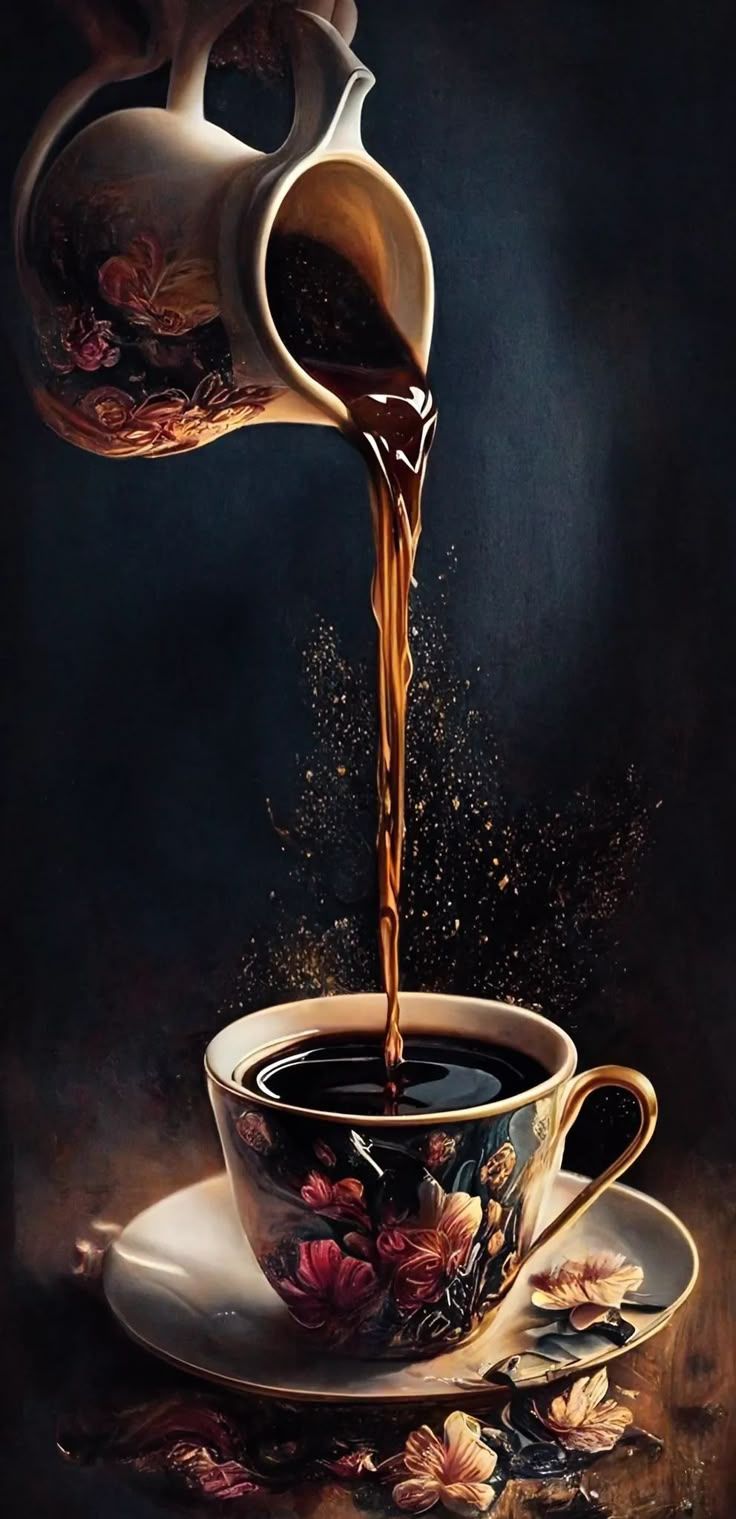 736x1519 Romantic Coffee Cup Art. Coffee art wallpaper, Amazing coffee art, Coffee pouring photography