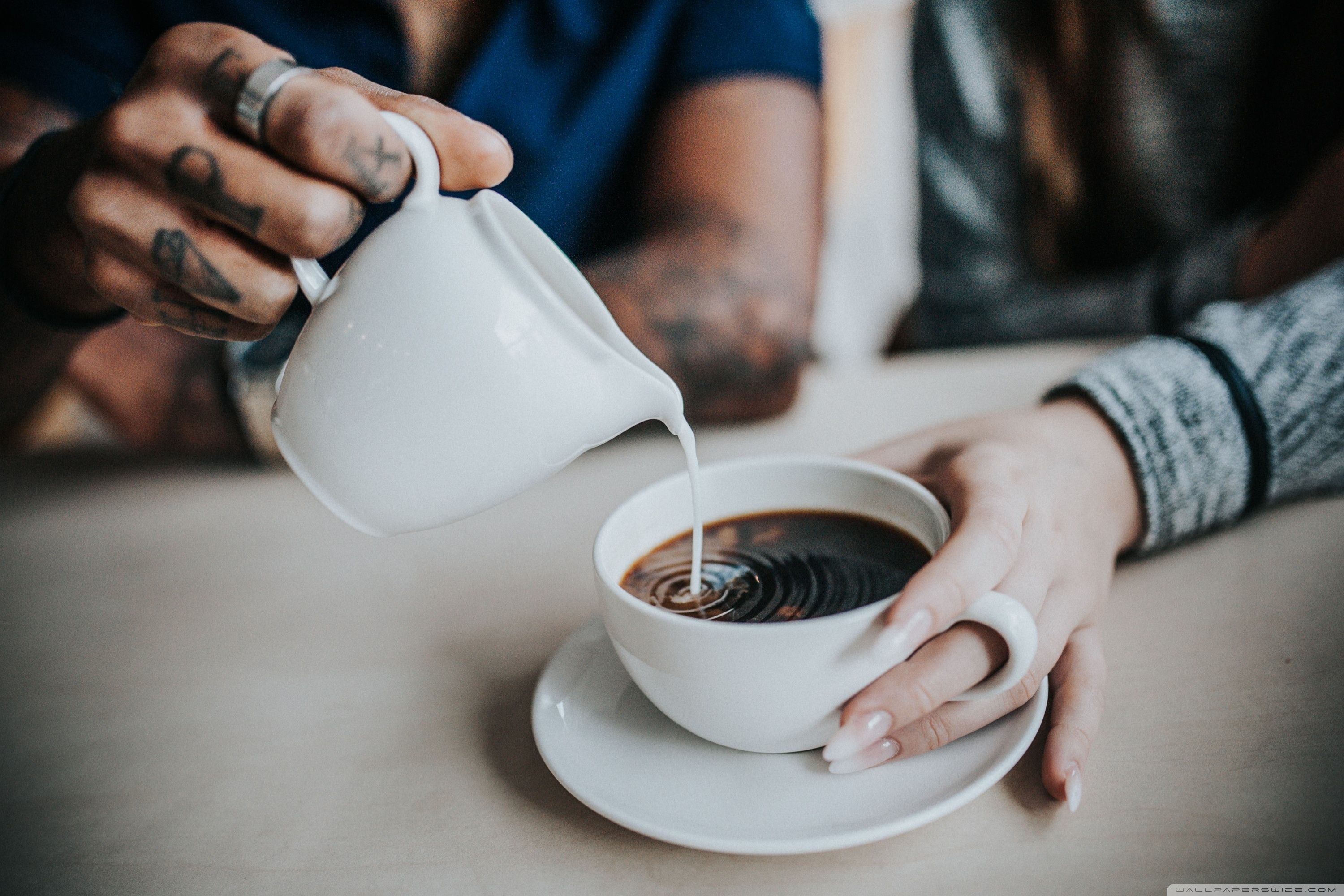 3000x2000 Pouring Milk into a Cup of Coffee 4K UHD Wallpaper for UltraHD Desktop and TV : Widescreen and UltraWide Display : Smartphone and Tablet Devices