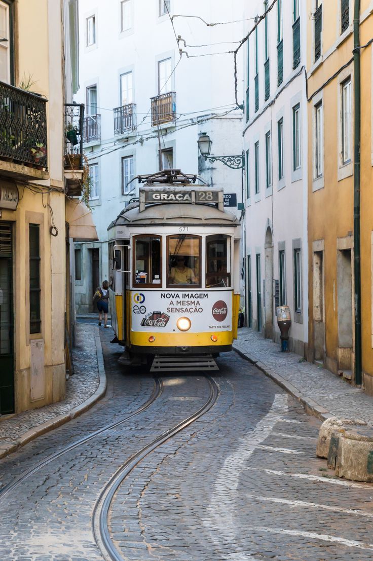 736x1107 Lisbon Tram Print: Alfama Street Photography, Portugal Travel Decor