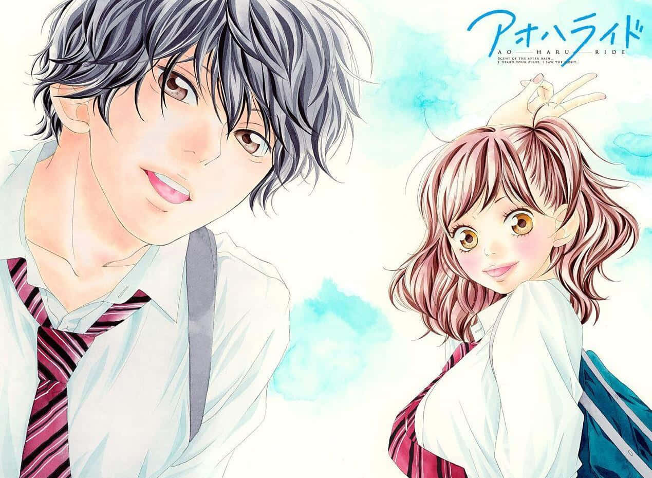 1269x930 Download Discover the romantic journey of Futaba Yoshioka and Kou Tanaka in Ao Haru Ride Background