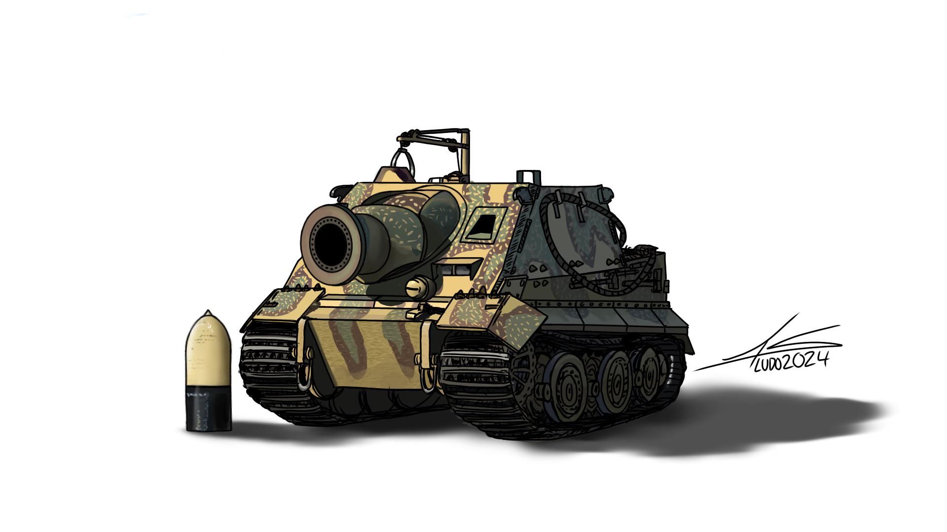 1920x1080 I drew a cartoon SturmTiger :> (open for commissions)