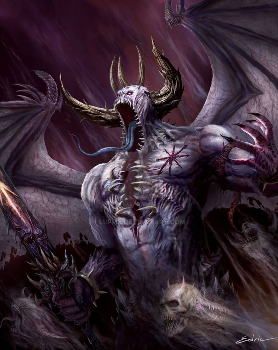 1152x1450 Artwork Chaos Daemon Belakor The First Daemon Prince Art By Edric Luffie 40K Gallery