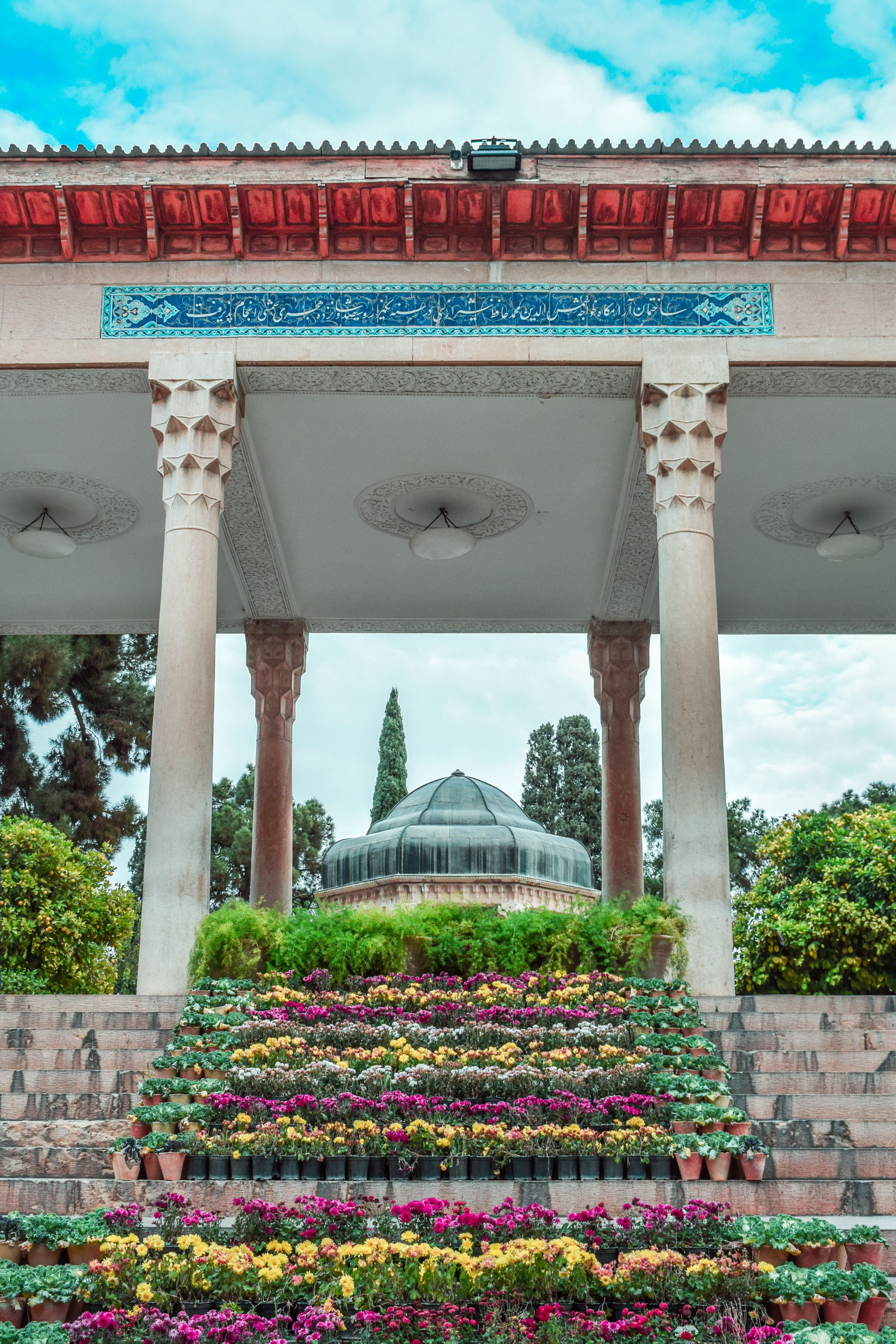 3515x5272 Flower Decorated Steps of the Entrance to the Tomb of Hafez in Shiraz Iran · Free