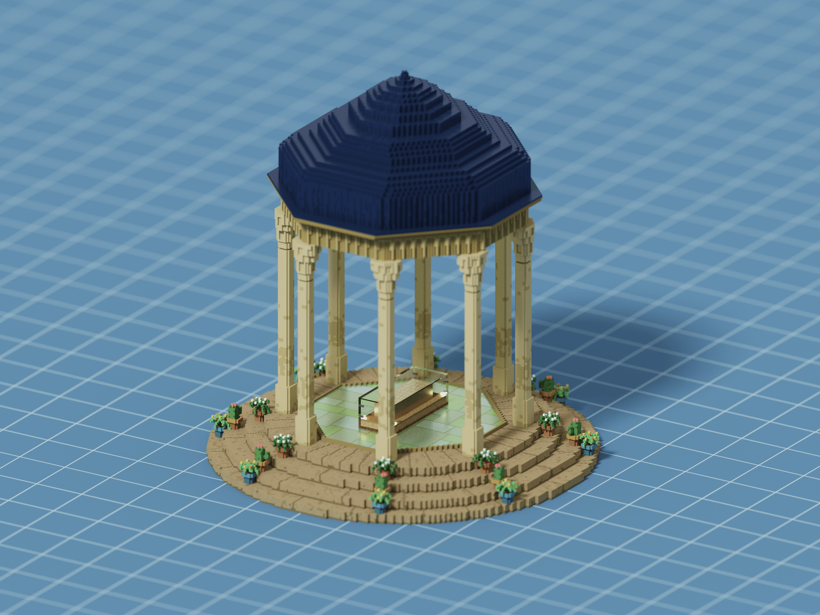 1600x1200 Voxel Tomb of Hafez (Hafezieh) by Vida's Voxels on Dribbble