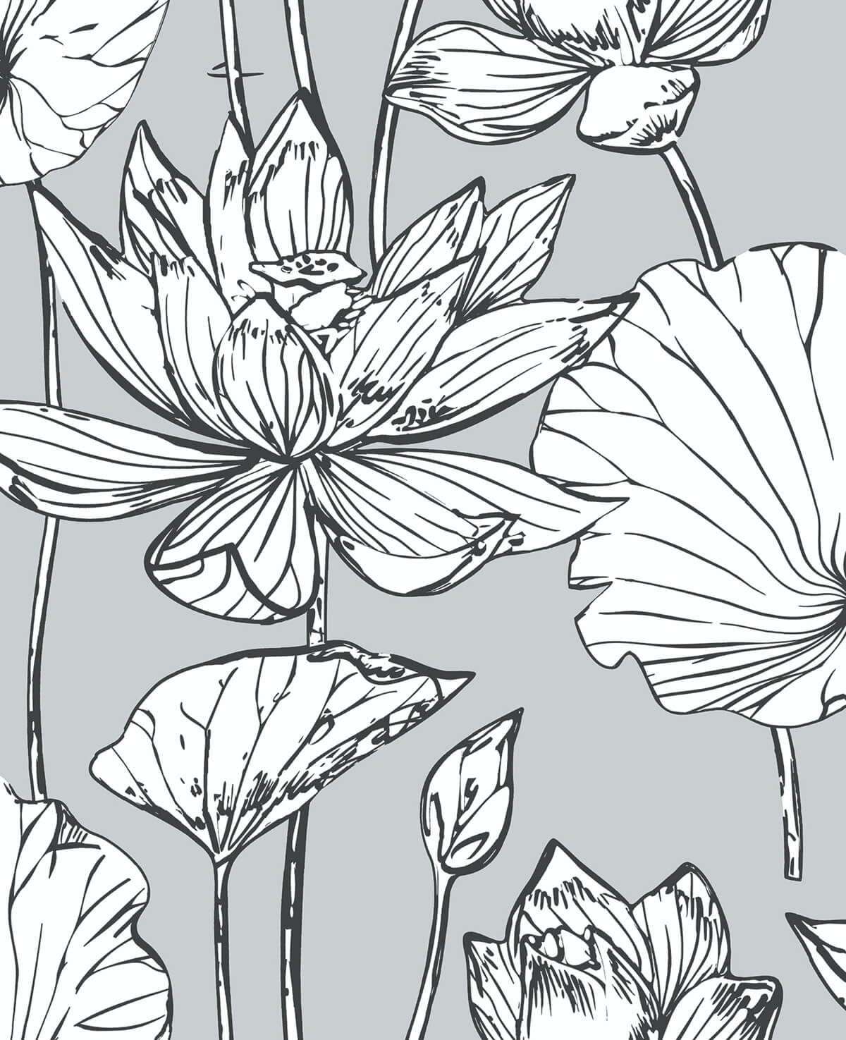 1200x1475 NextWall Lotus Floral Peel & Stick Wallpaper