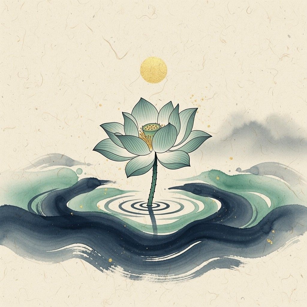 1024x1024 Download Elegant Lotus Art Image, Art, Vintage