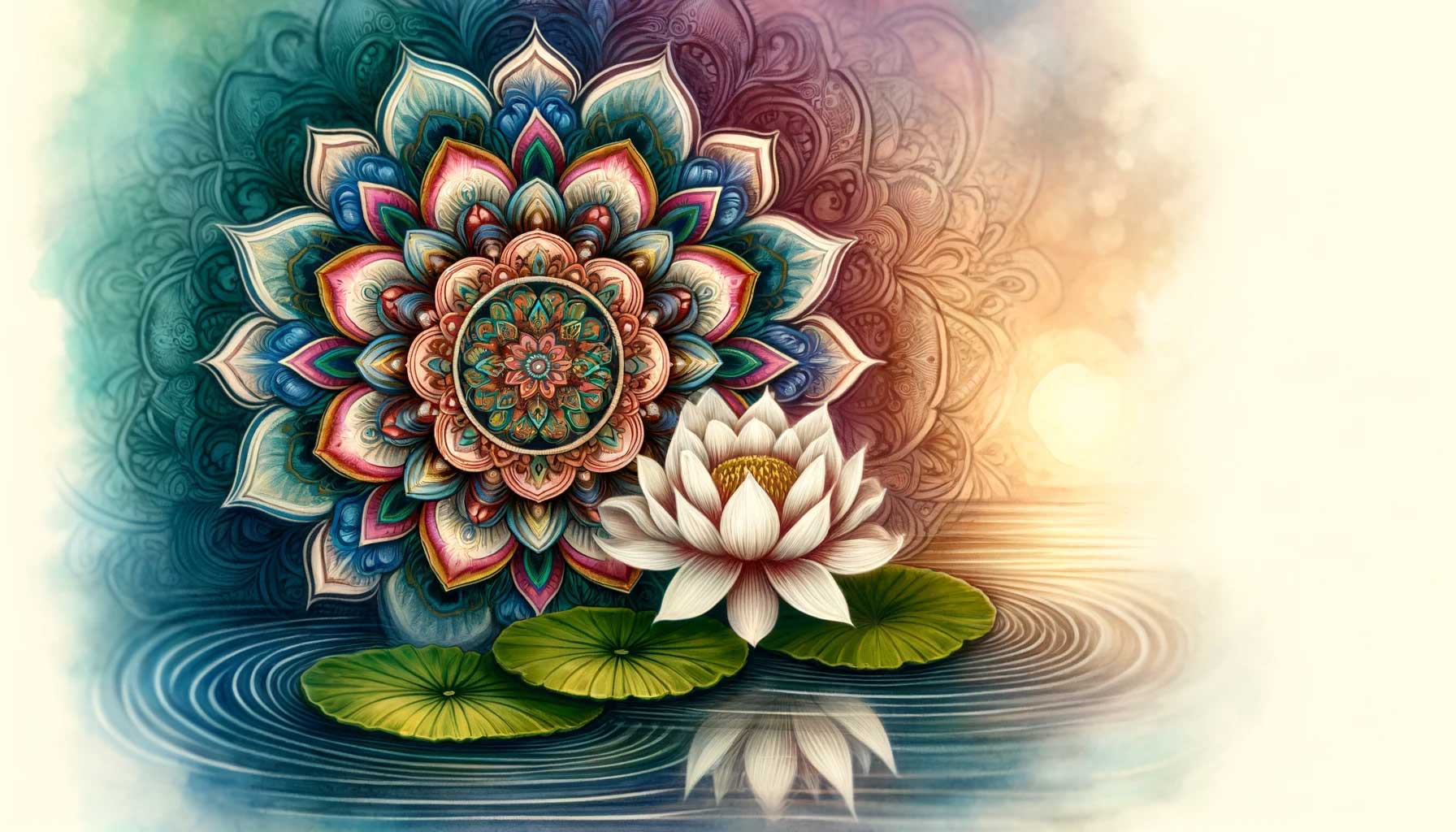 1792x1024 Unveiling the Spiritual Symbols: The Mandala and Lotus in Harmony