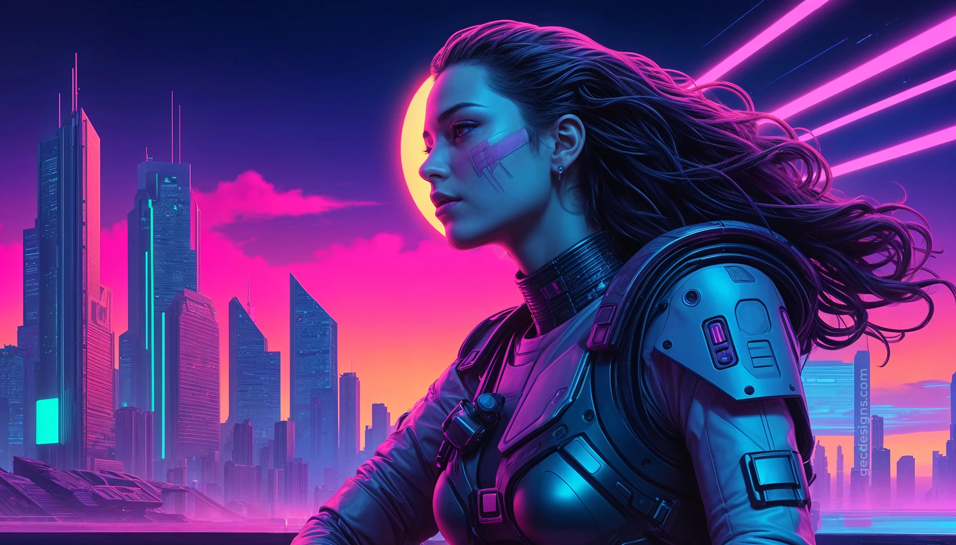 1920x1095 Anime Cyberpunk girl with a murderer vibe, Neon City night Background Wallpaper: Free & Premium Creative Assets