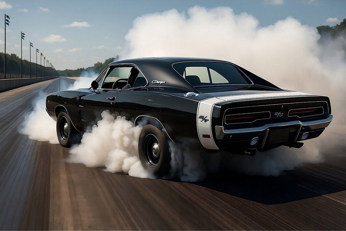 1200x802 DODGE CHARGER RT BURNOUT POSTER 24 X 36 INCH SWEET!