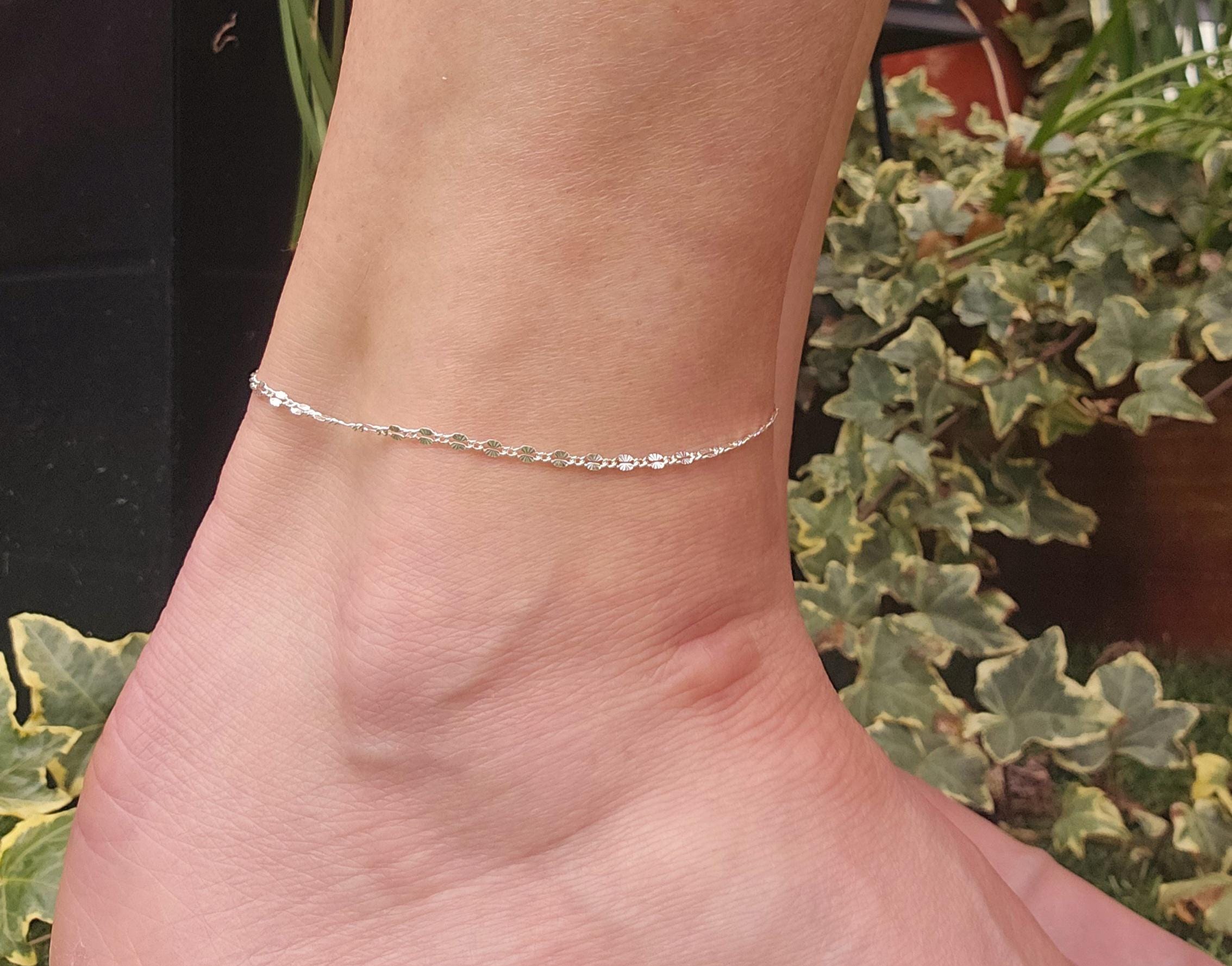2267x1778 Sterling Silver Sunburst Anklet, Dainty Crystal Anklet, Summer Jewellery, Gift for Her