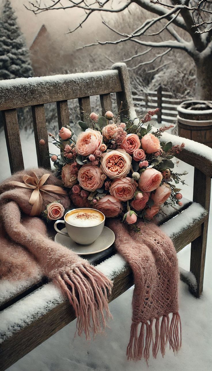 736x1288 Flowers winter aesthetic. Winter coffee wallpaper, Winter cafe wallpaper, Snow