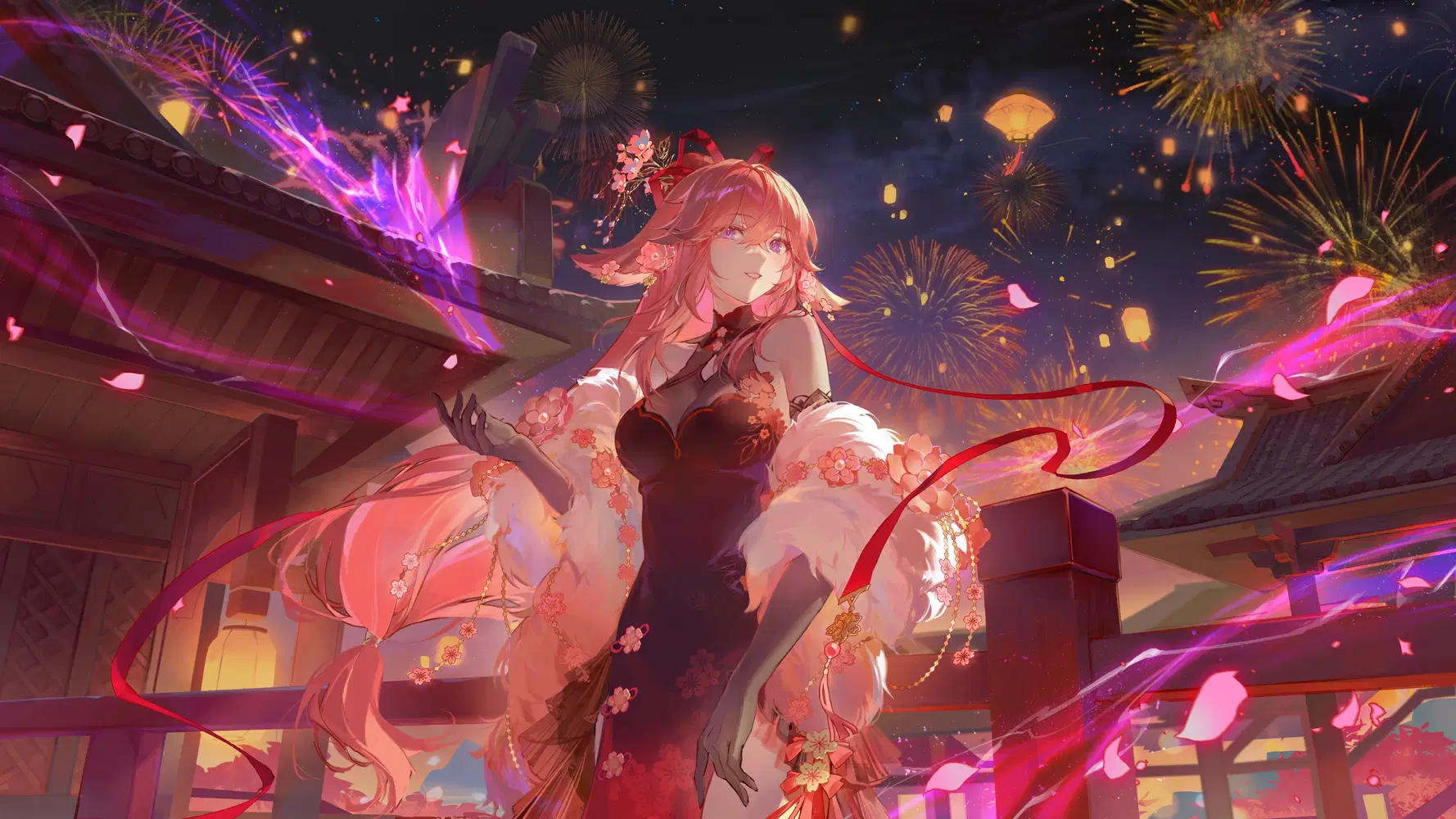 1778x1000 Yae Miko Wallpaper (Art by BLACKmeow) Genshin Impact