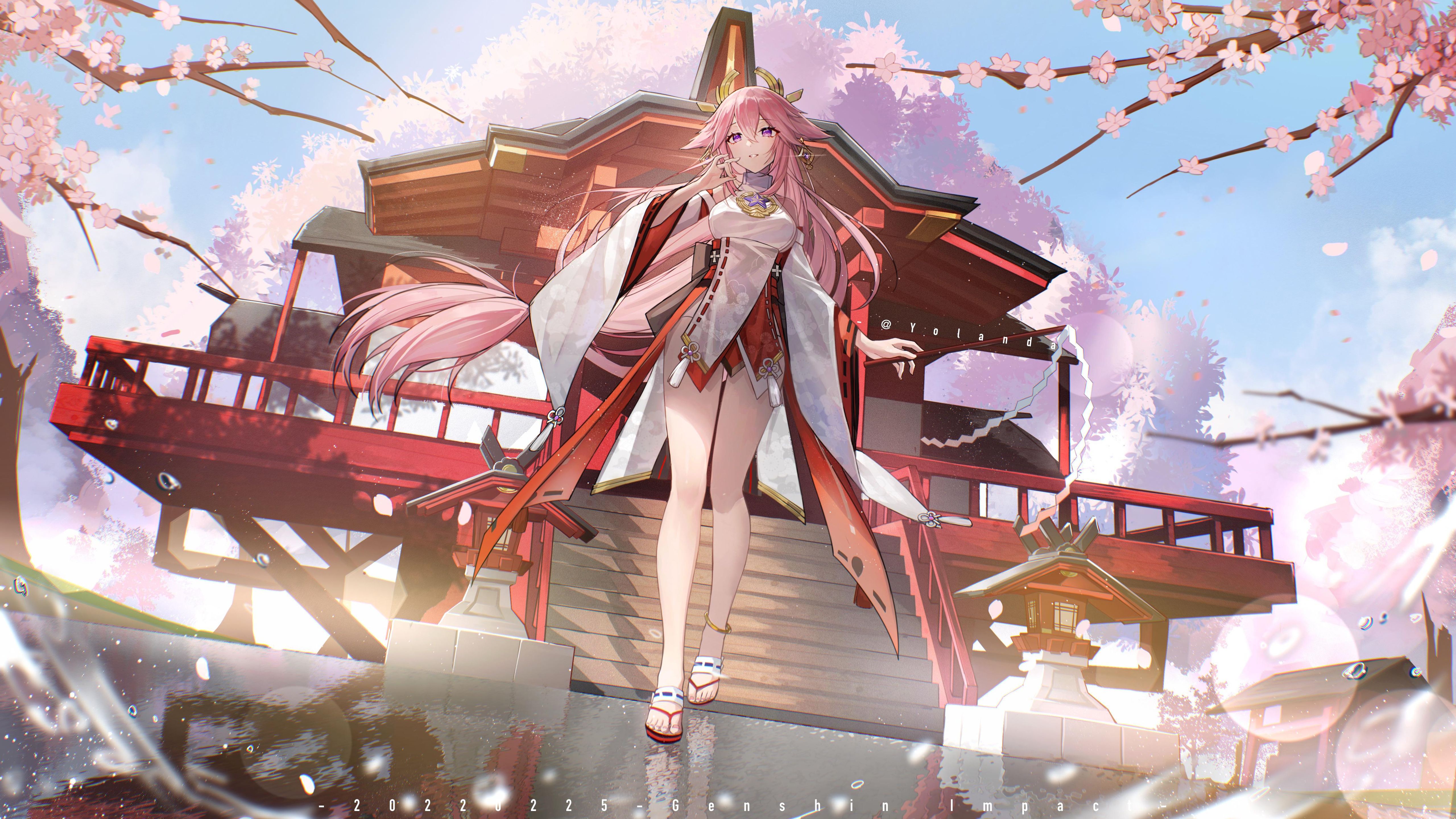 5120x2880 Yae Miko Guuji 4K 5K HD Genshin Impact Wallpaper
