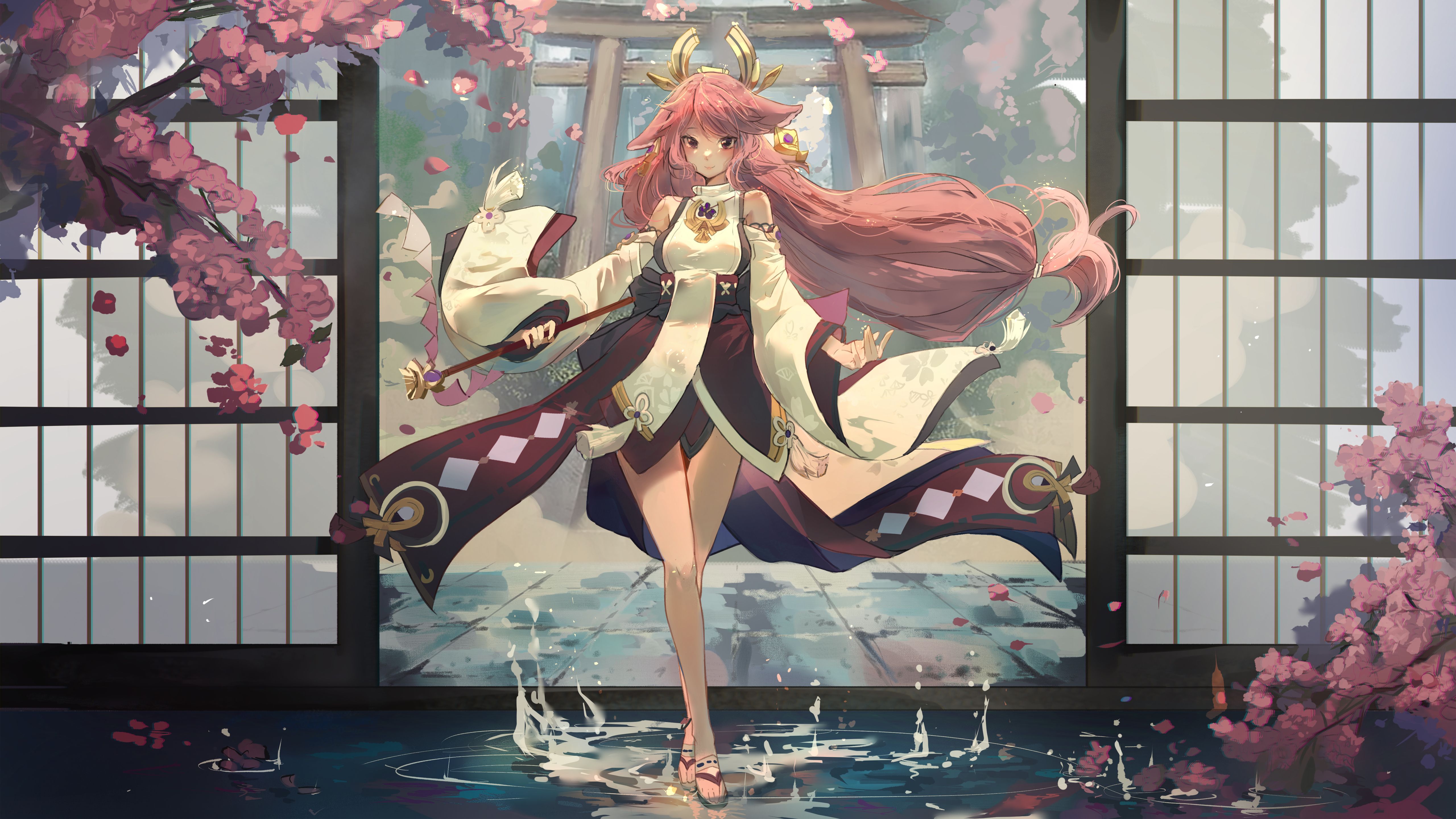 5120x2880 Yae Miko Guuji 4K 5K HD Genshin Impact Wallpaper