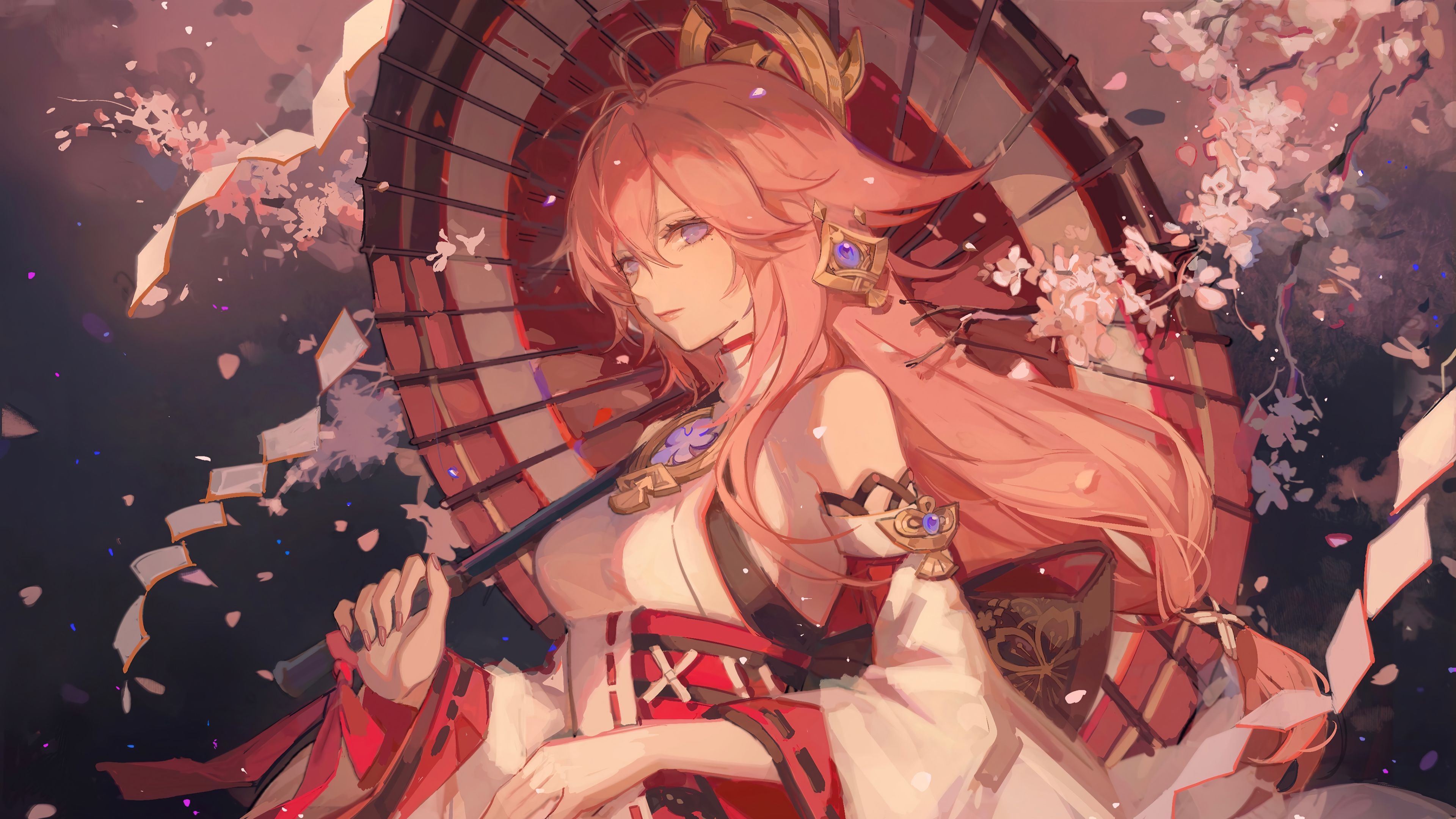 3840x2160 Yae Miko Genshin Impact Art Wallpaper 4K HD PC h