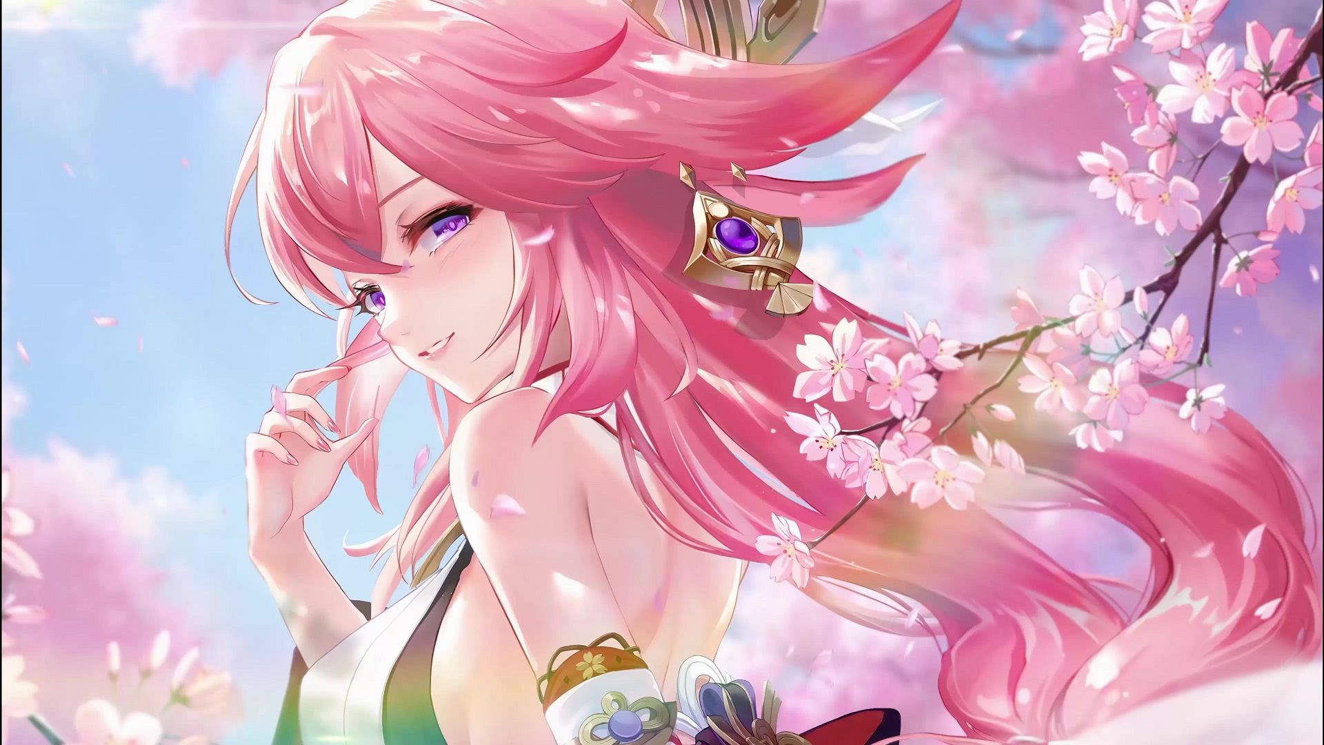1920x1080 Yae Miko Blushing Genshin Impact Live Wallpaper