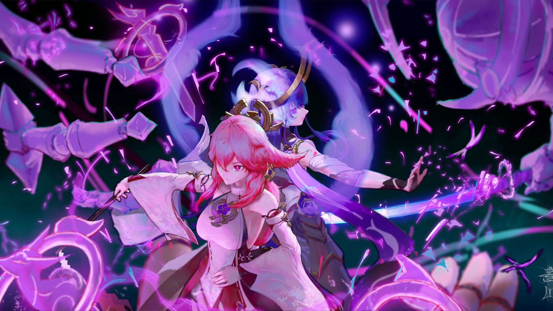 1920x1080 Baal Raiden Shogun Yae Miko Guuji HD Genshin Impact Wallpaper